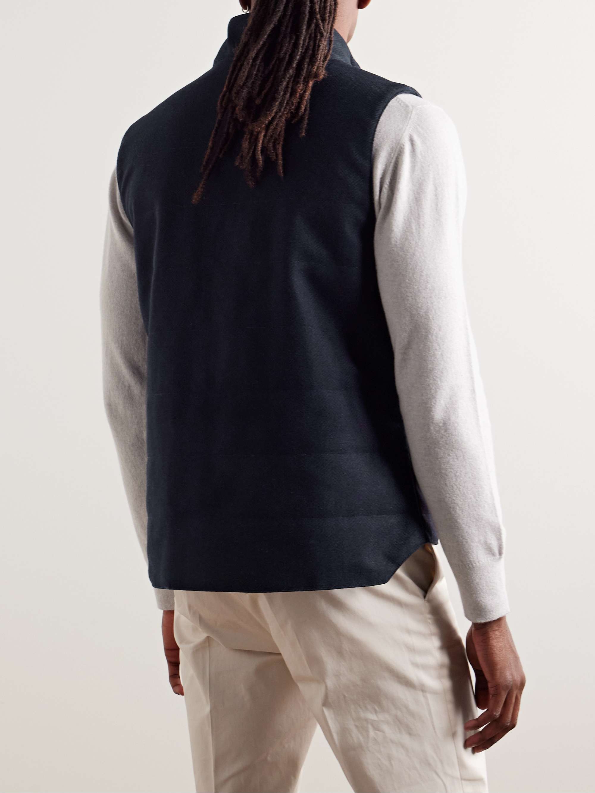 Slim-Fit Quilted Padded Herringbone Wool Gilet view
