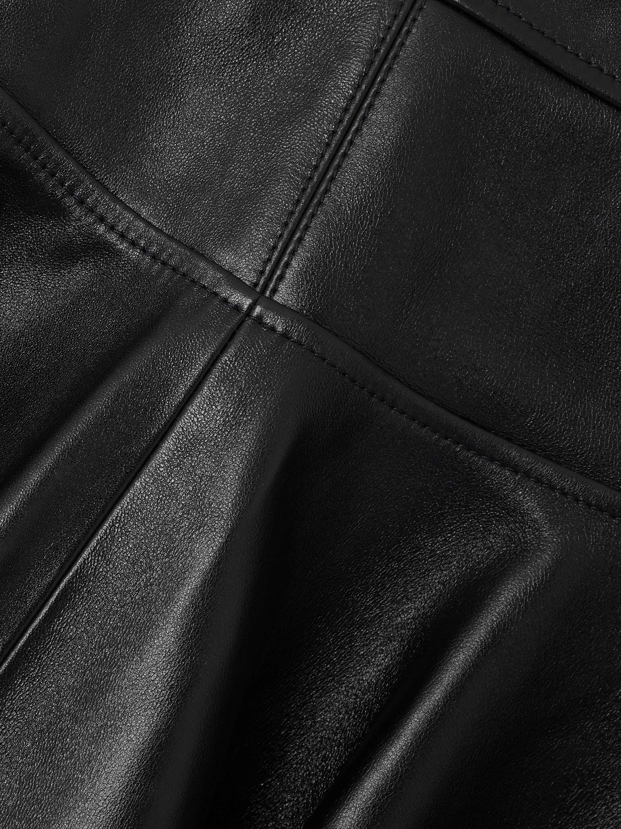 Ruffled leather mini skirt view