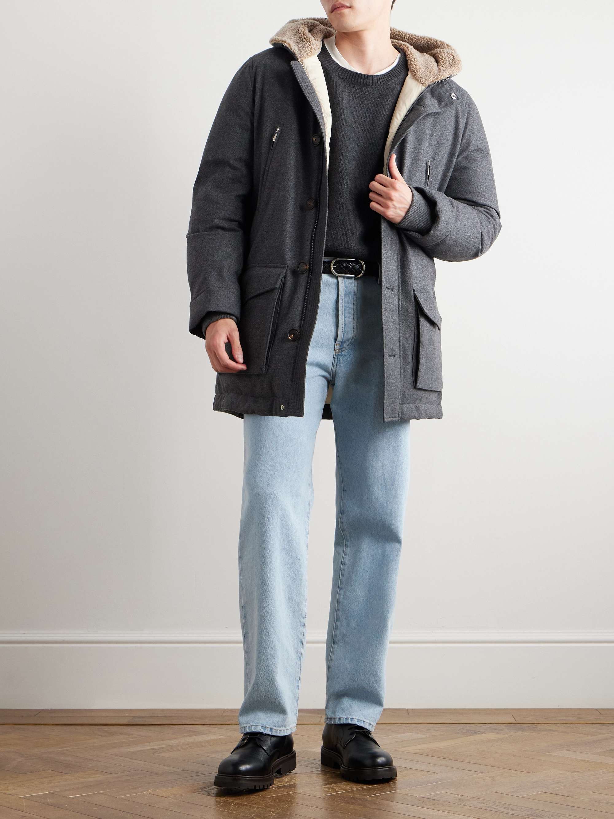 Wool-Blend Padded Down Hooded Parka view