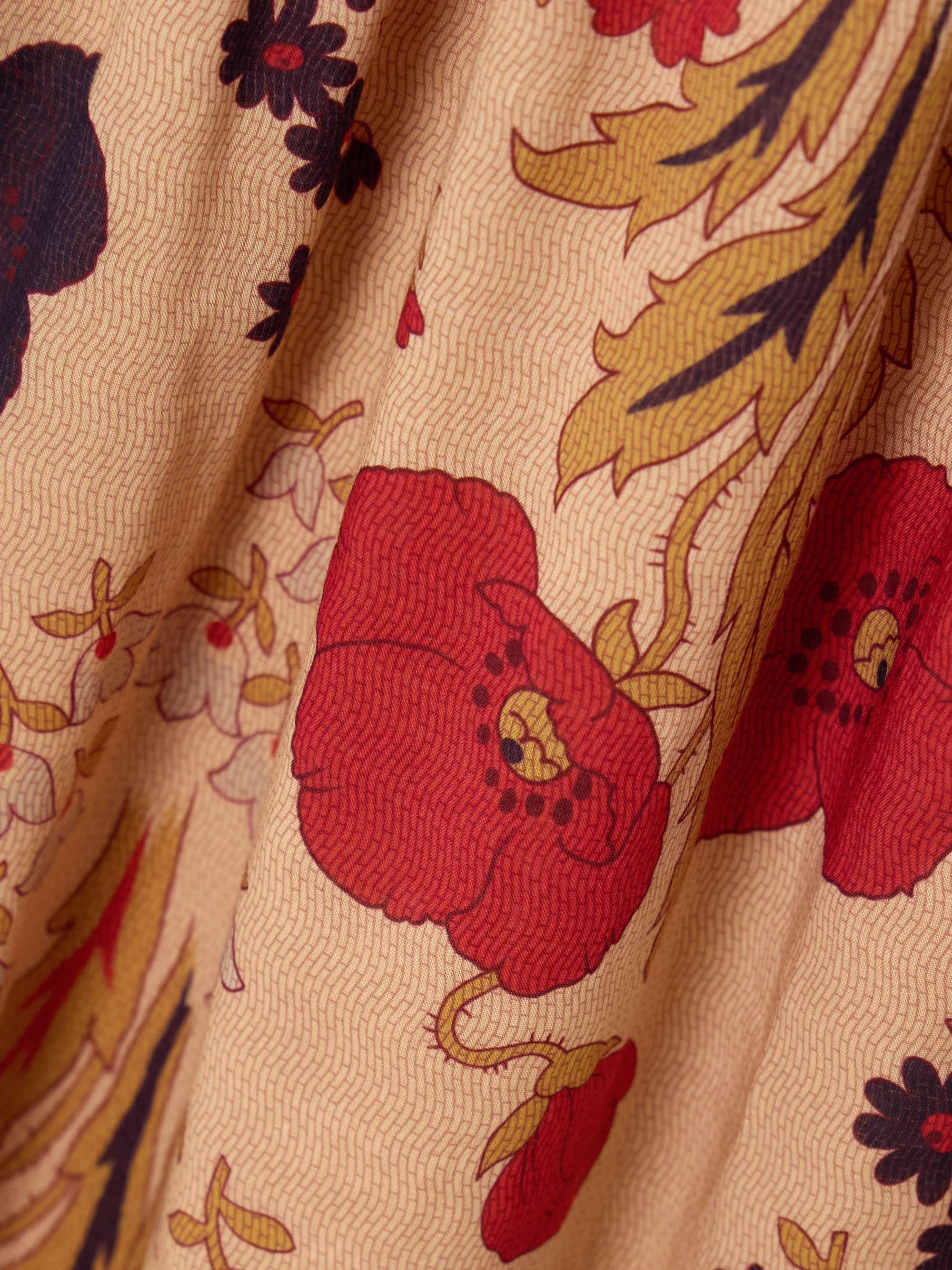 Kaia Vintage Poppy shirred floral-print cotton midi dress view