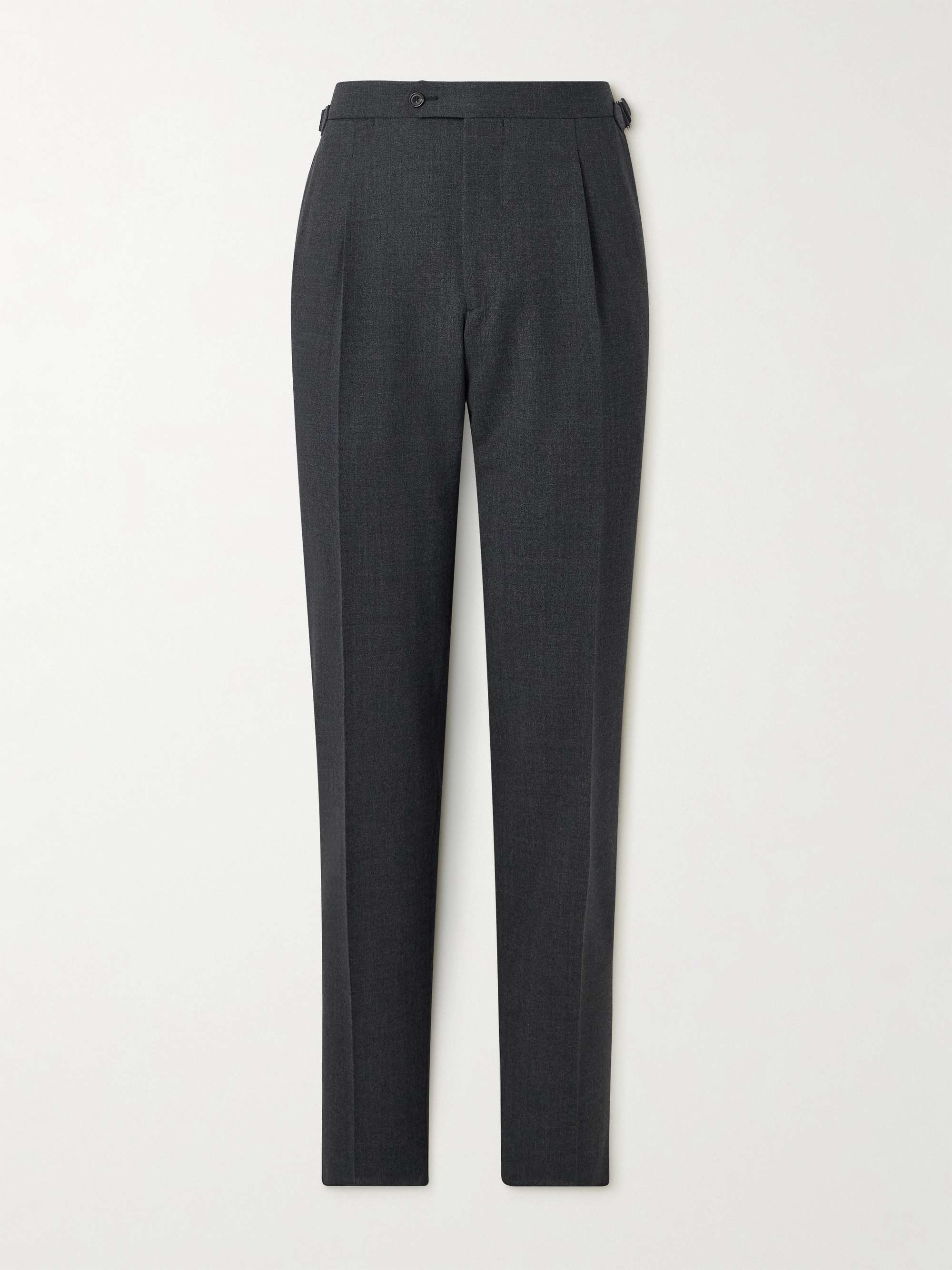 Straight-Leg Peated Wool Trousers view