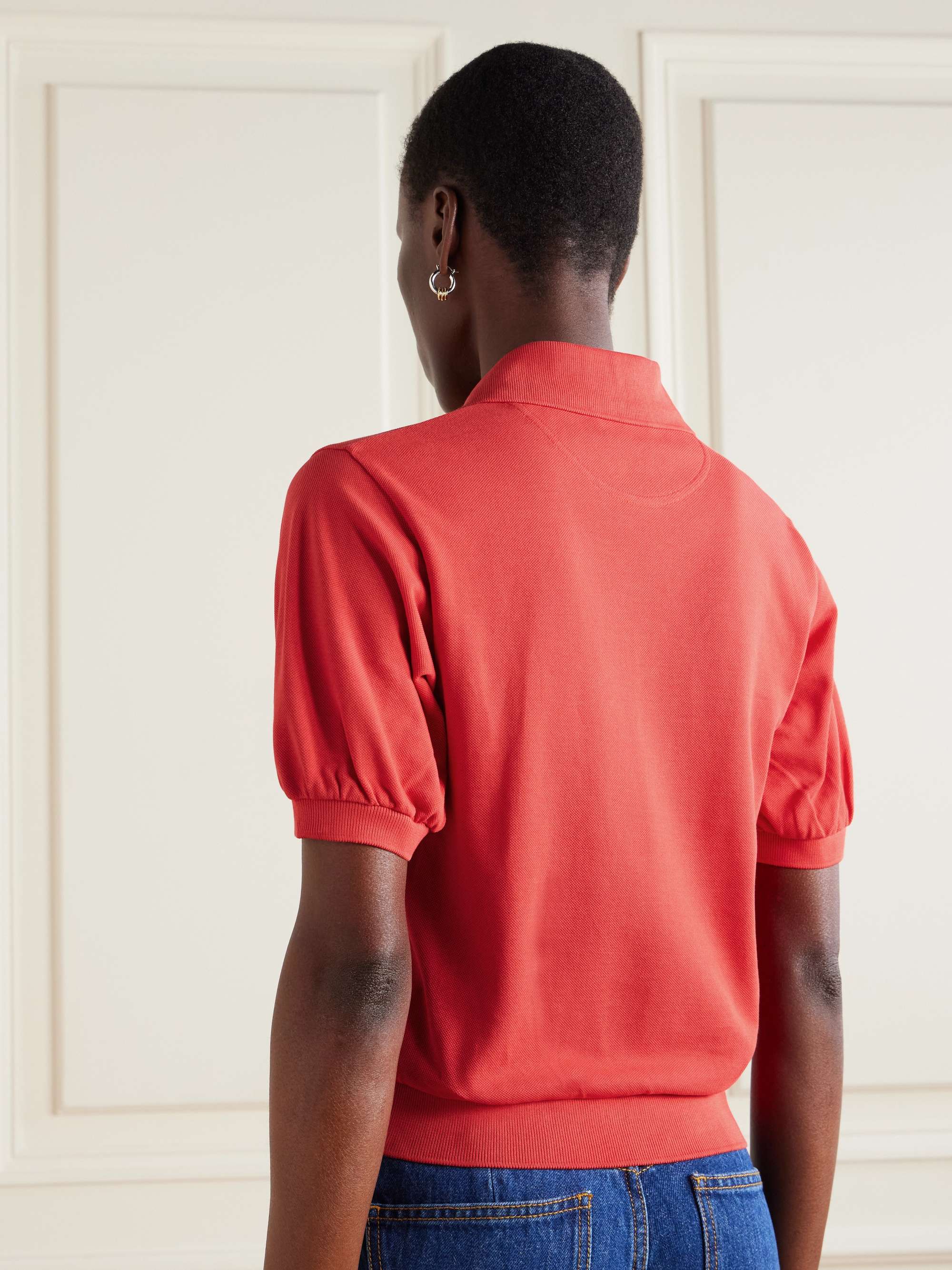 Embroidered cotton-piqué polo shirt view