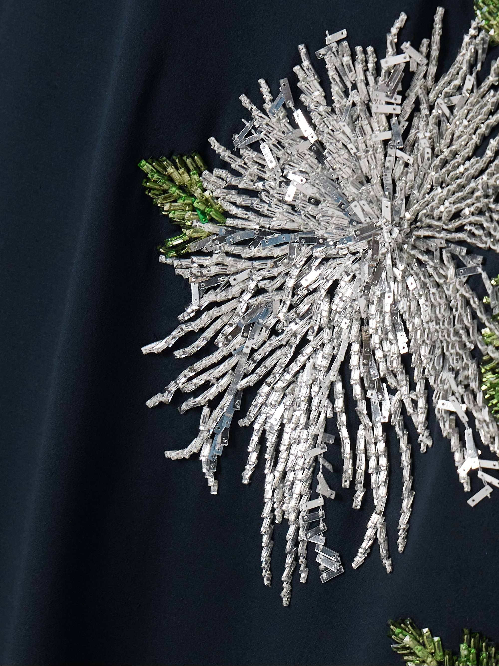 Cape-effect embellished silk-blend crepe gown view