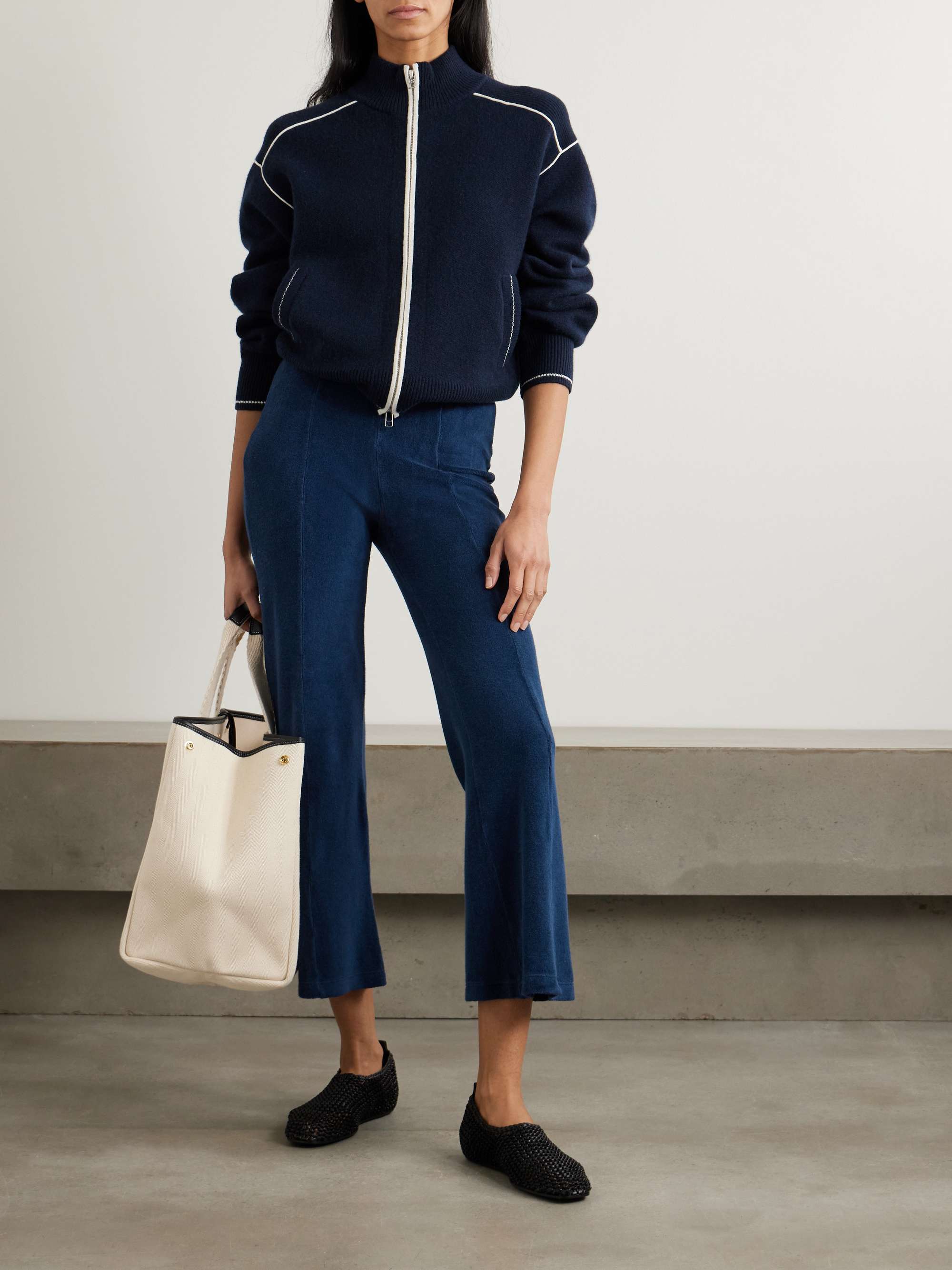Fili Kick cropped cotton-blend terry flared pants view