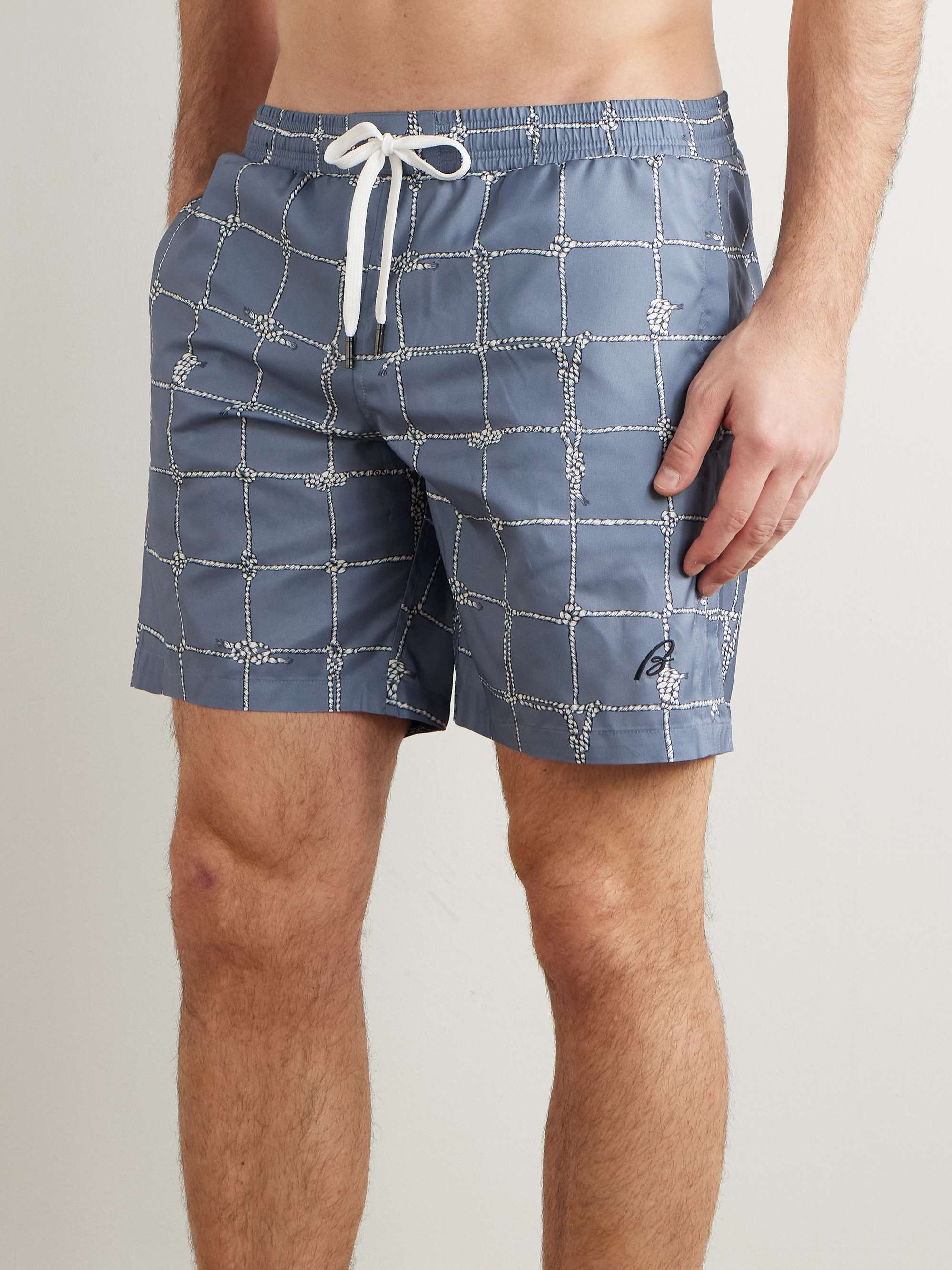Straight-Leg Long-Length Checked Swim Shorts view