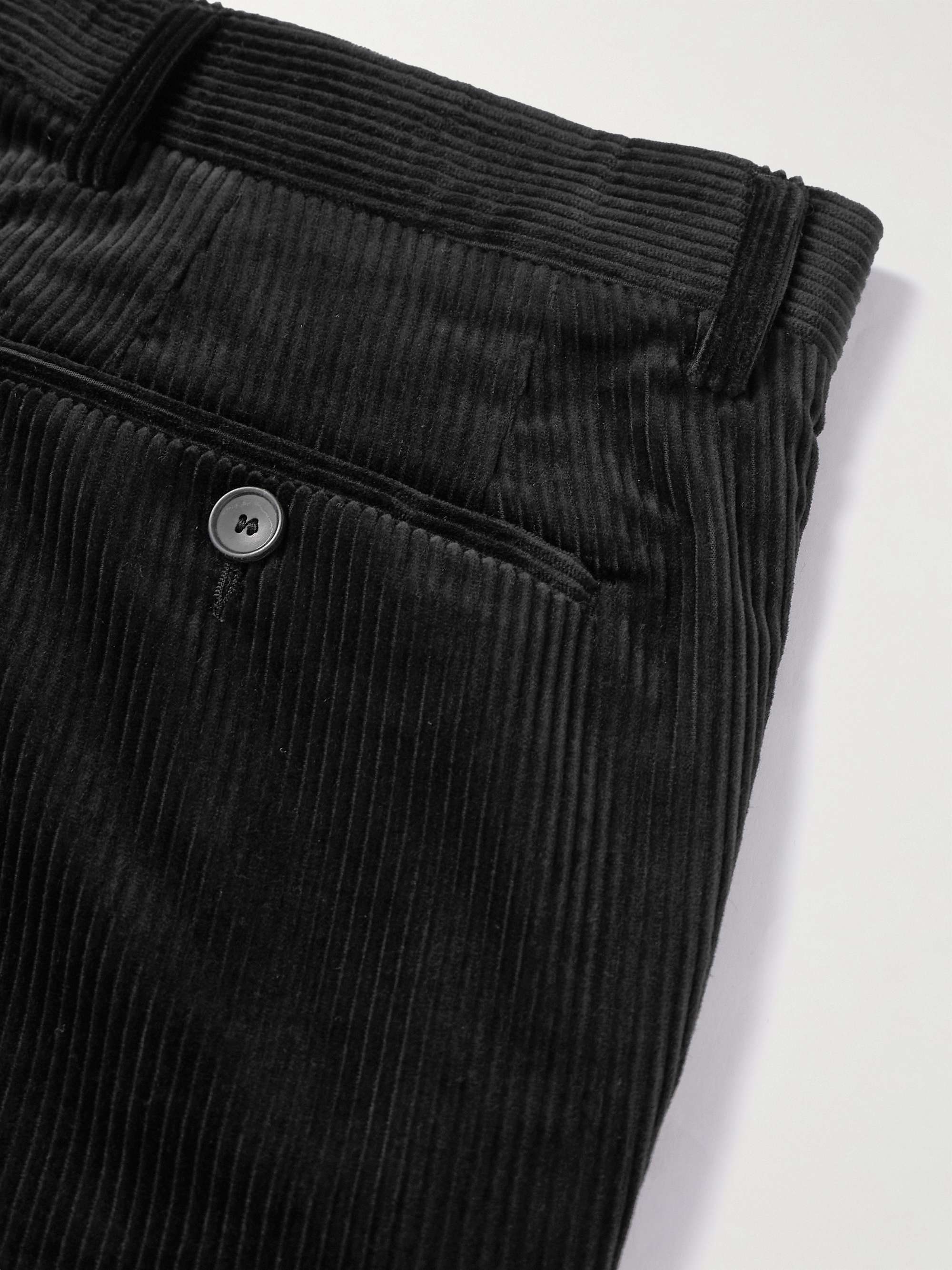 Tapered Pleated Cotton and Cashmere-Blend Corduroy Trousers view