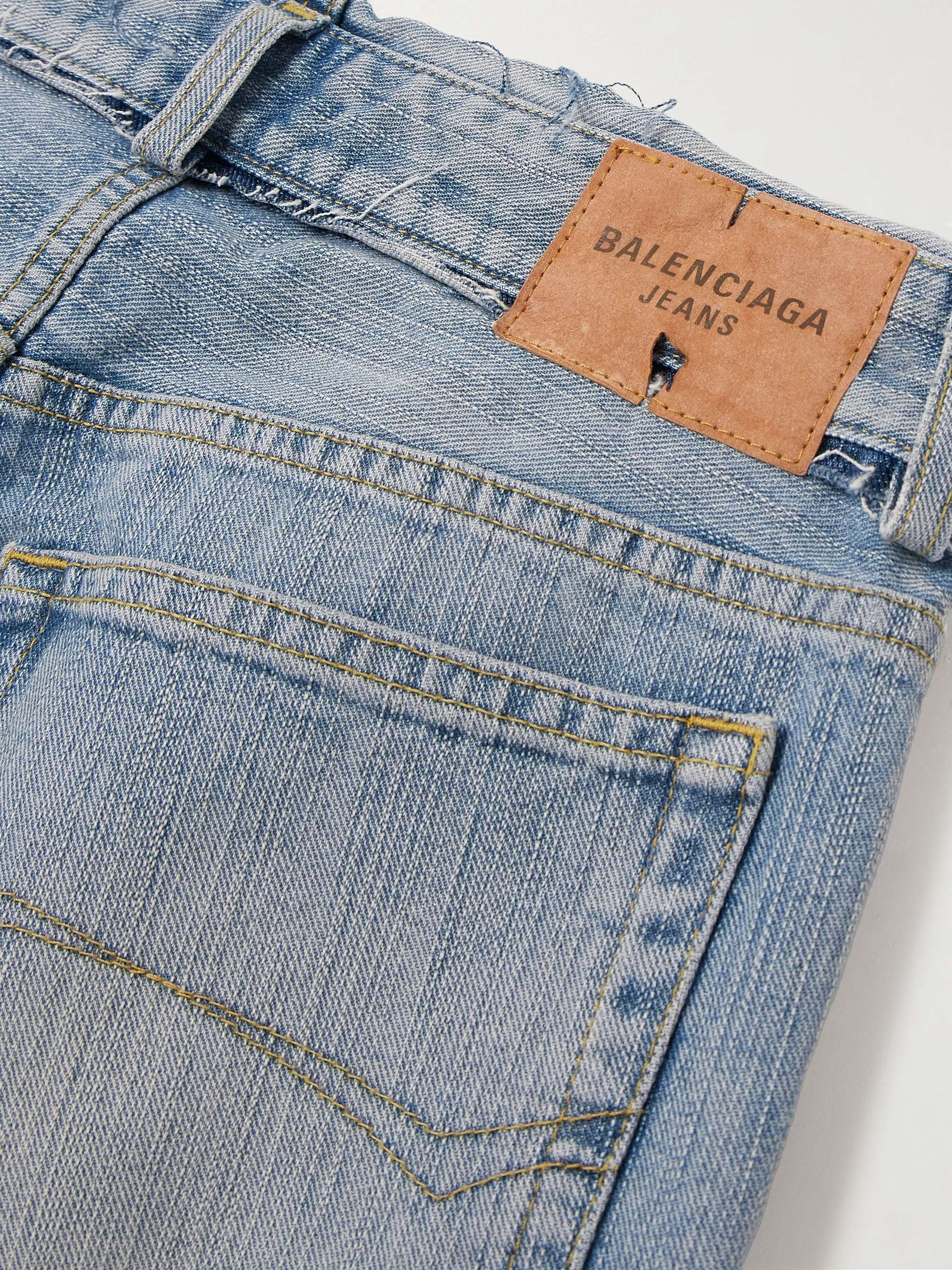 Frayed low-rise straight-leg jeans view