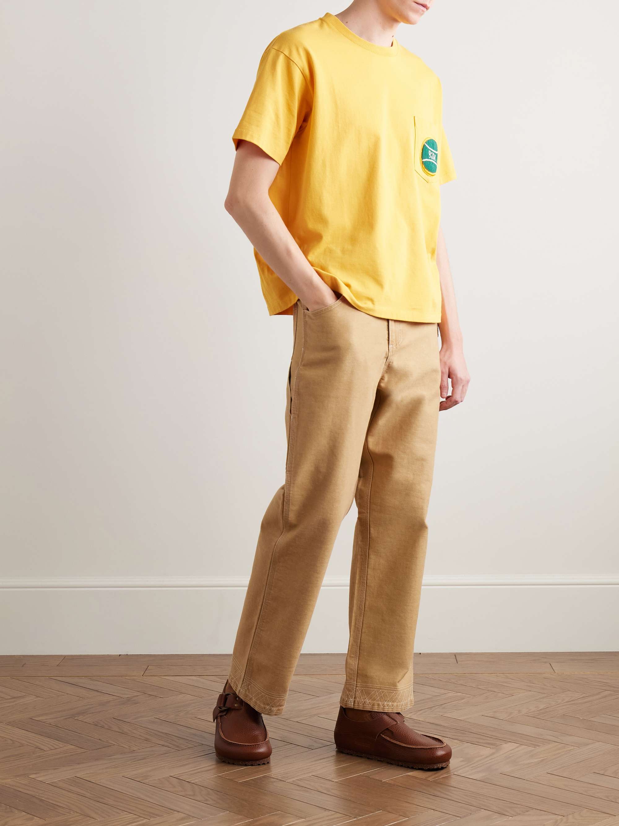 Knolly Brook Straight-Leg Embroidered Cotton-Canvas Trousers view