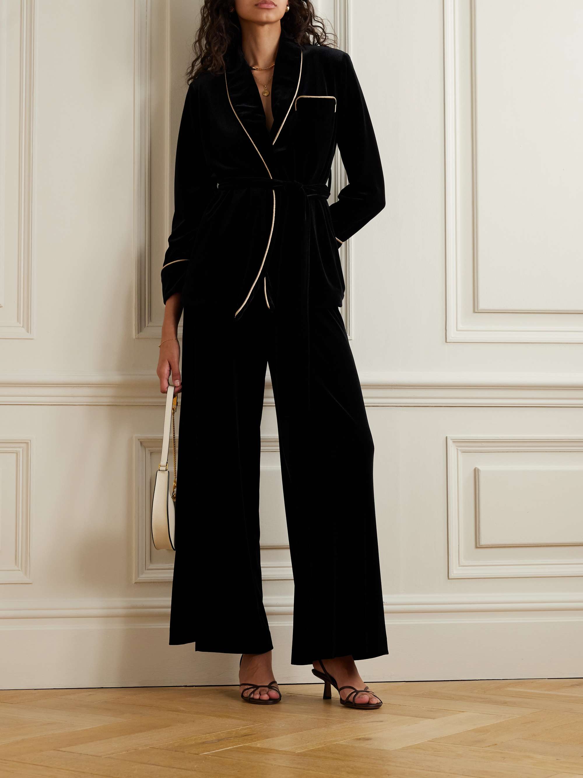 Egnazia stretch-velvet wide-leg pants view
