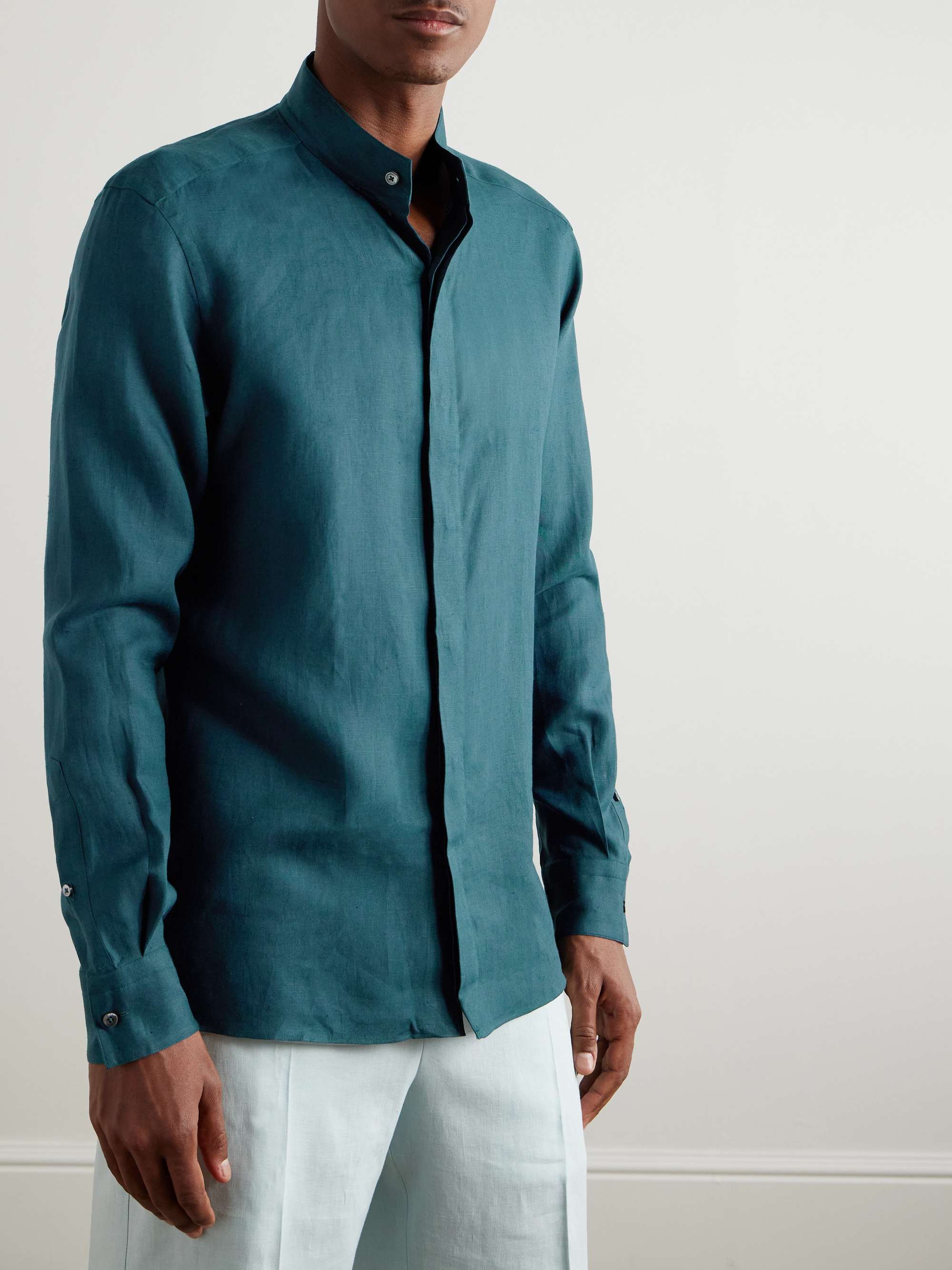 Grandad-Collar Oasi Linen Shirt view