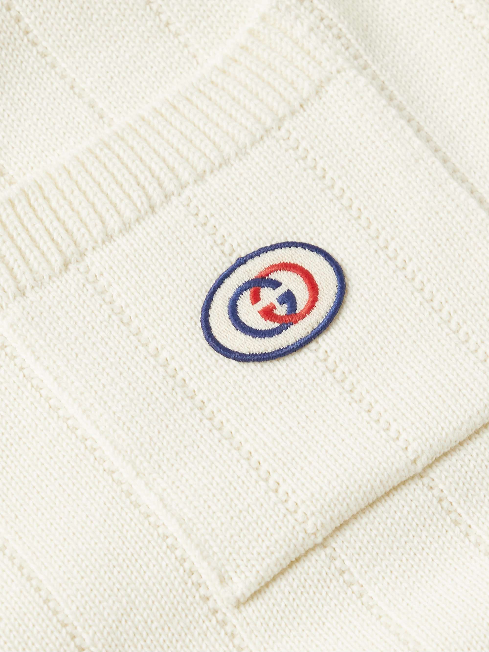 Logo-Appliquéd Striped Ribbed Cotton Cardigan view