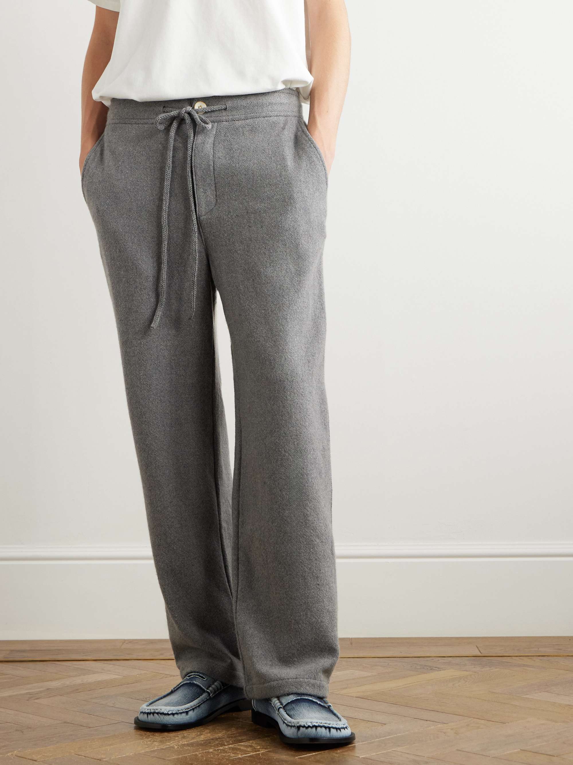 Wide-Leg Cashmere Drawstring Trousers view