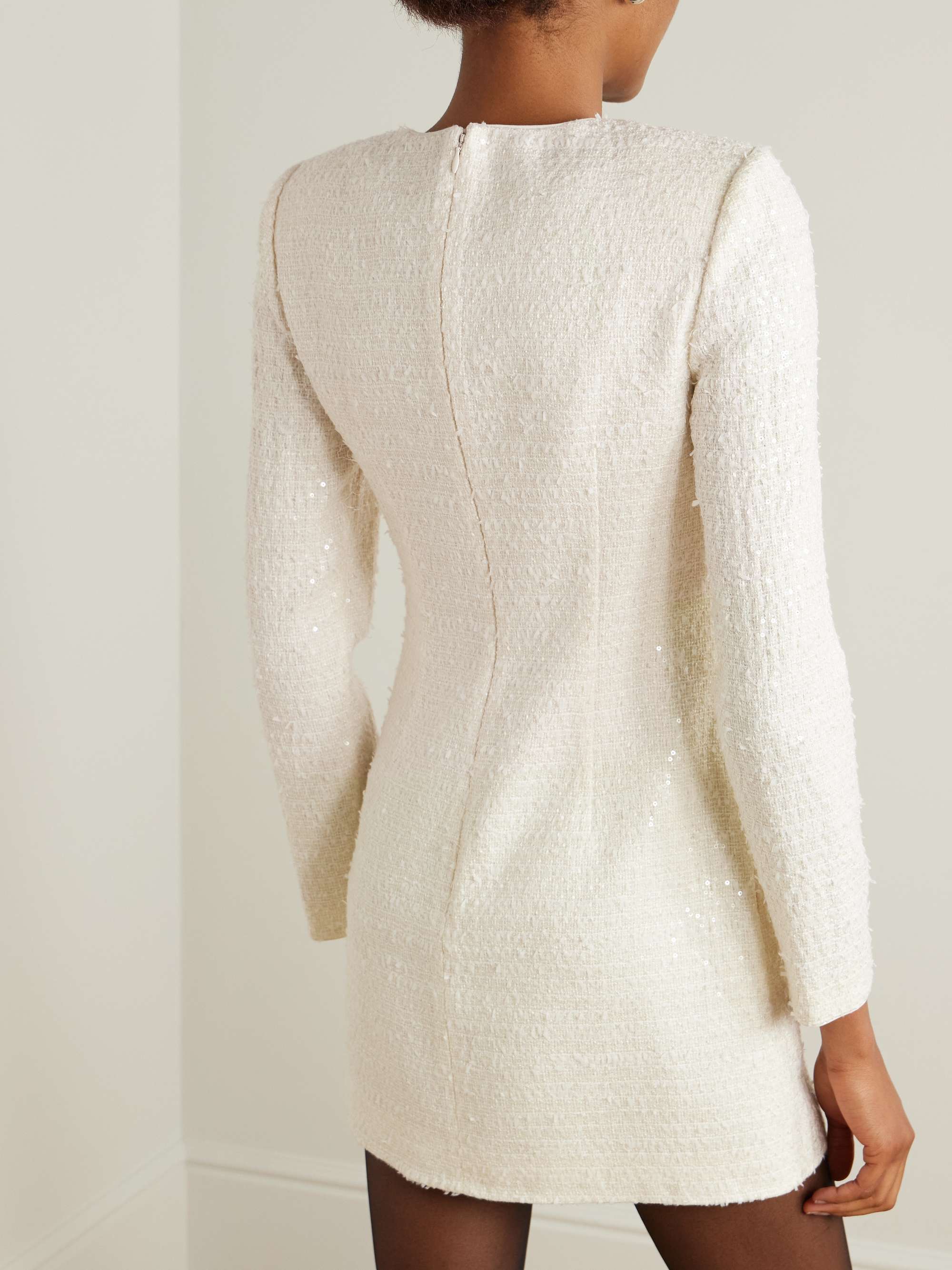 Embellished sequined bouclé-tweed mini dress view