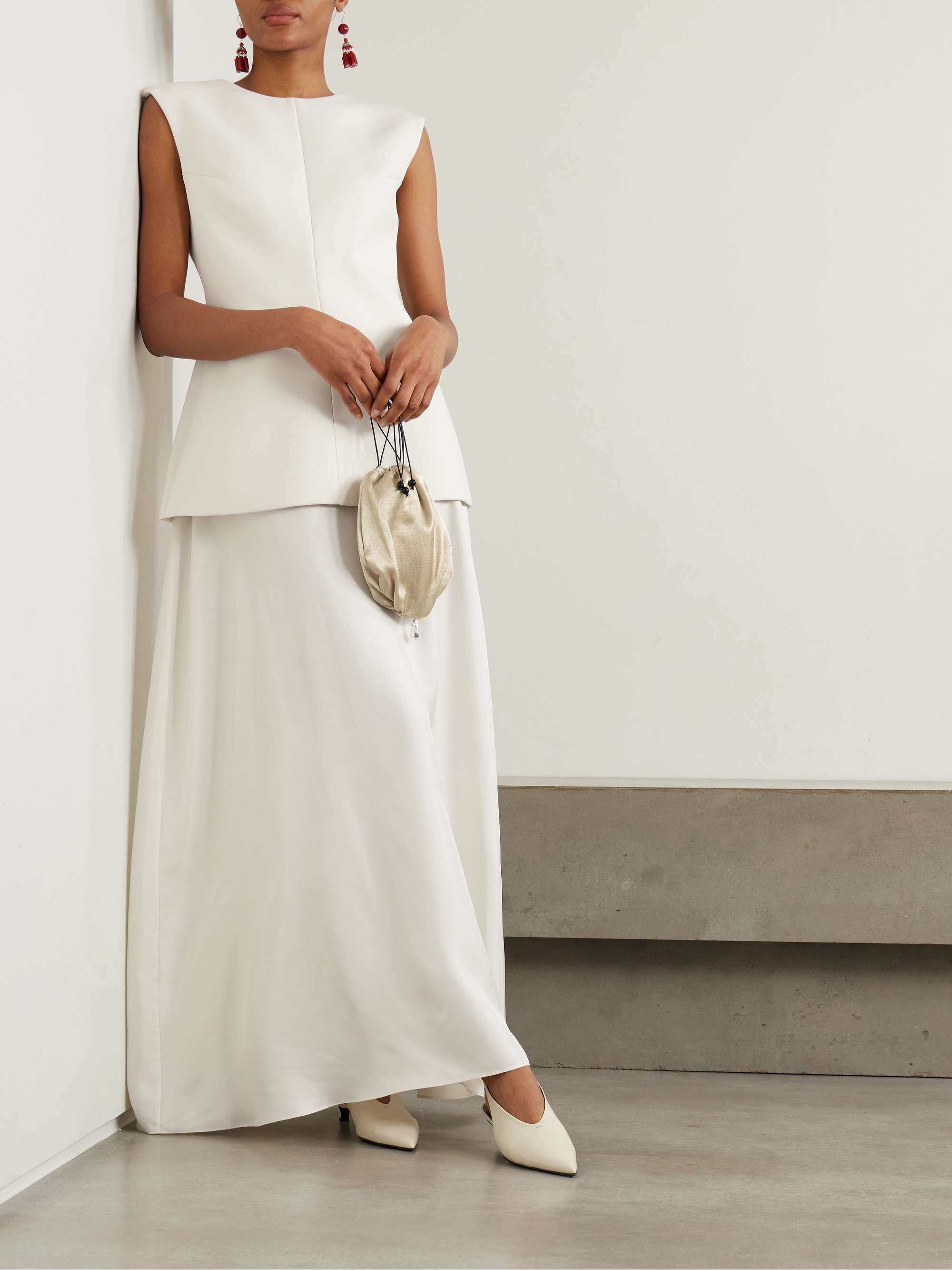 Open-back wool-blend and silk gown view
