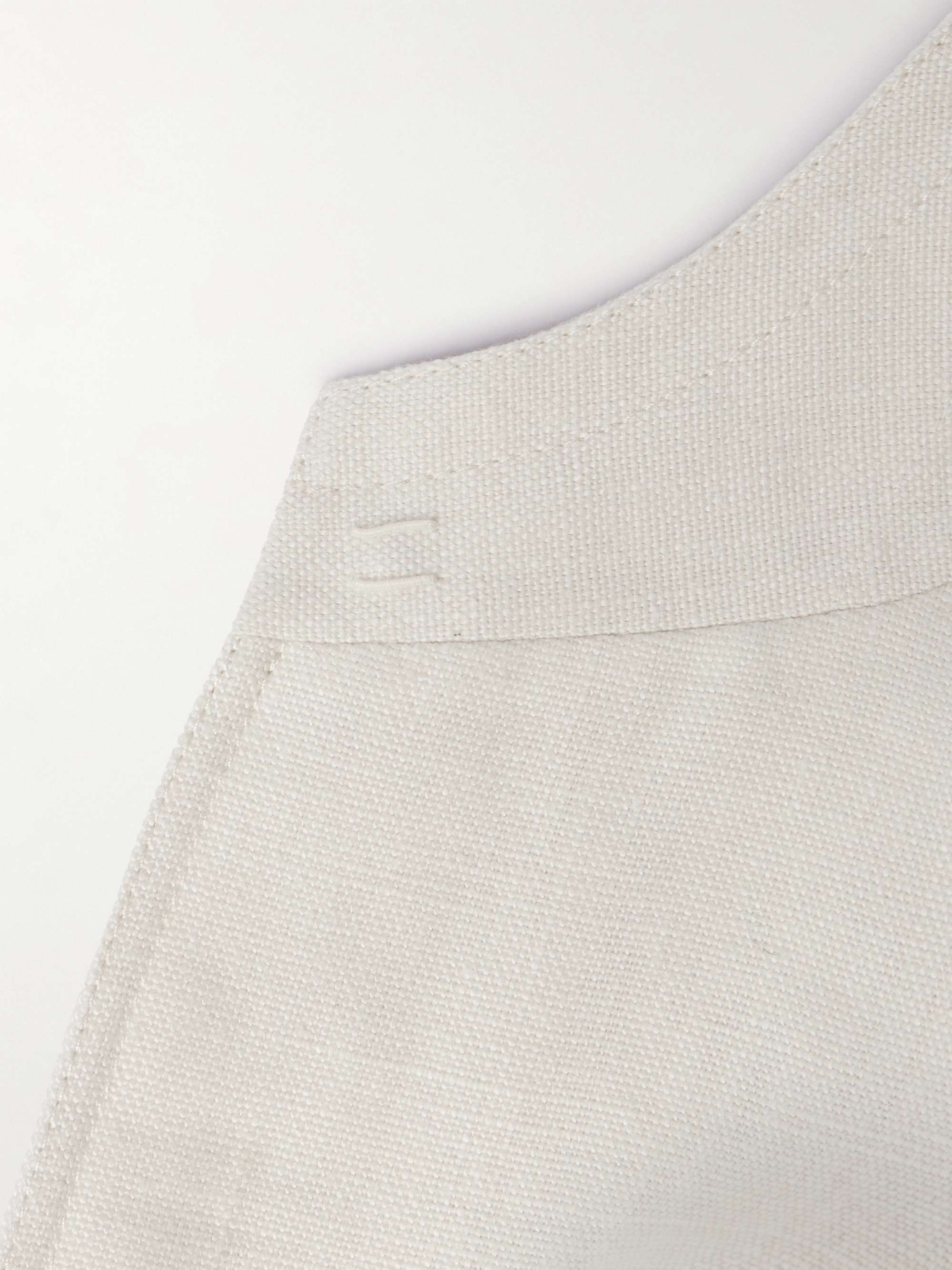 Mandarin-Collar Unstructrured Linen Blazer view