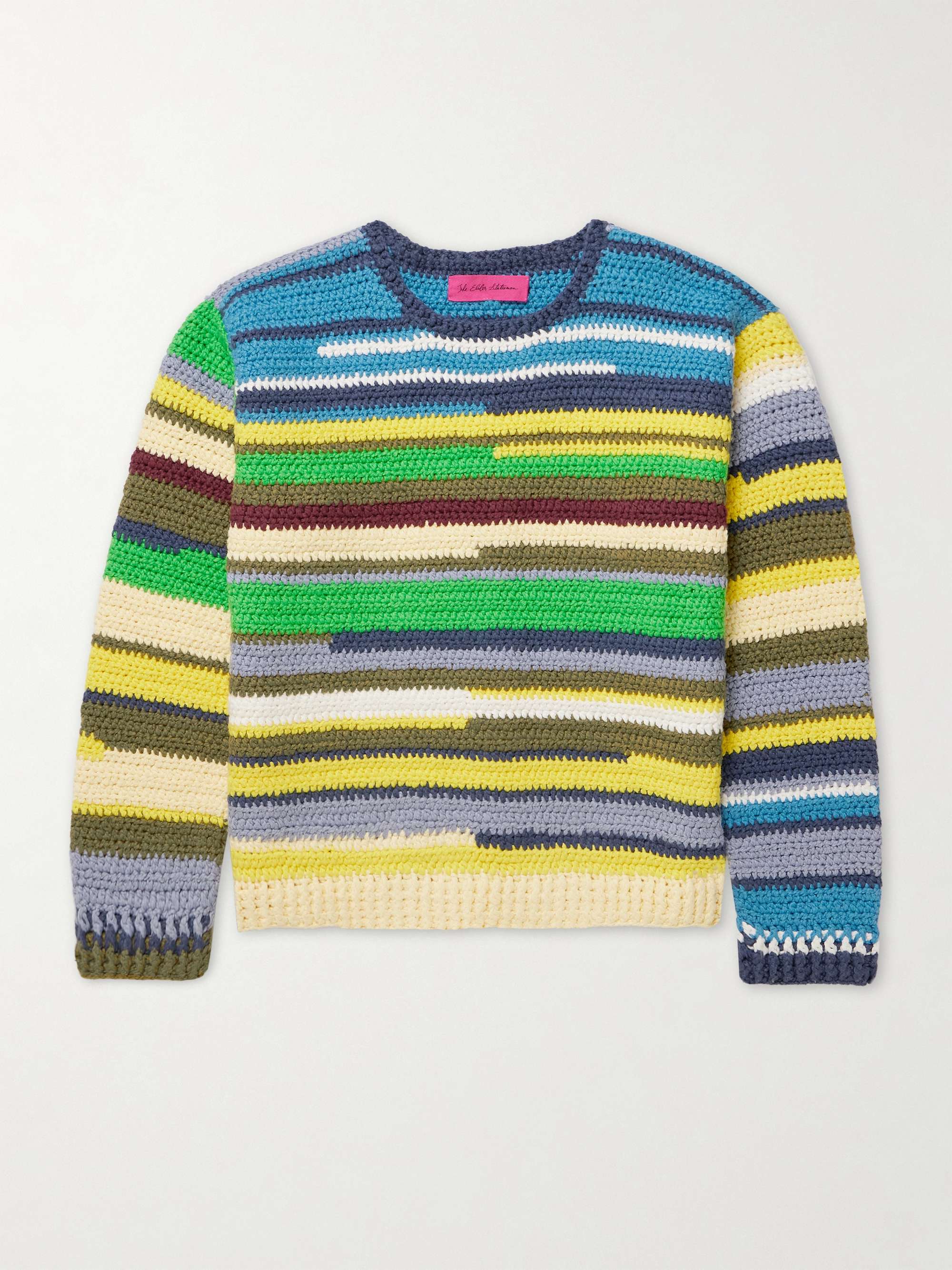 Striped Crocheted Organic Cotton Sweater view