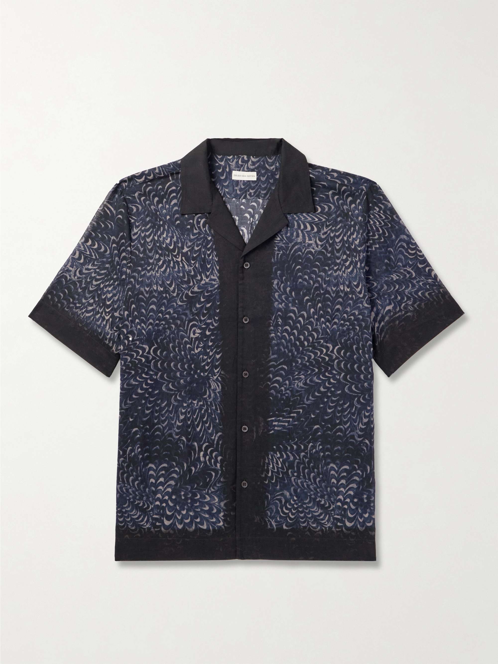 Camp-Collar Printed Cotton-Voile Shirt view