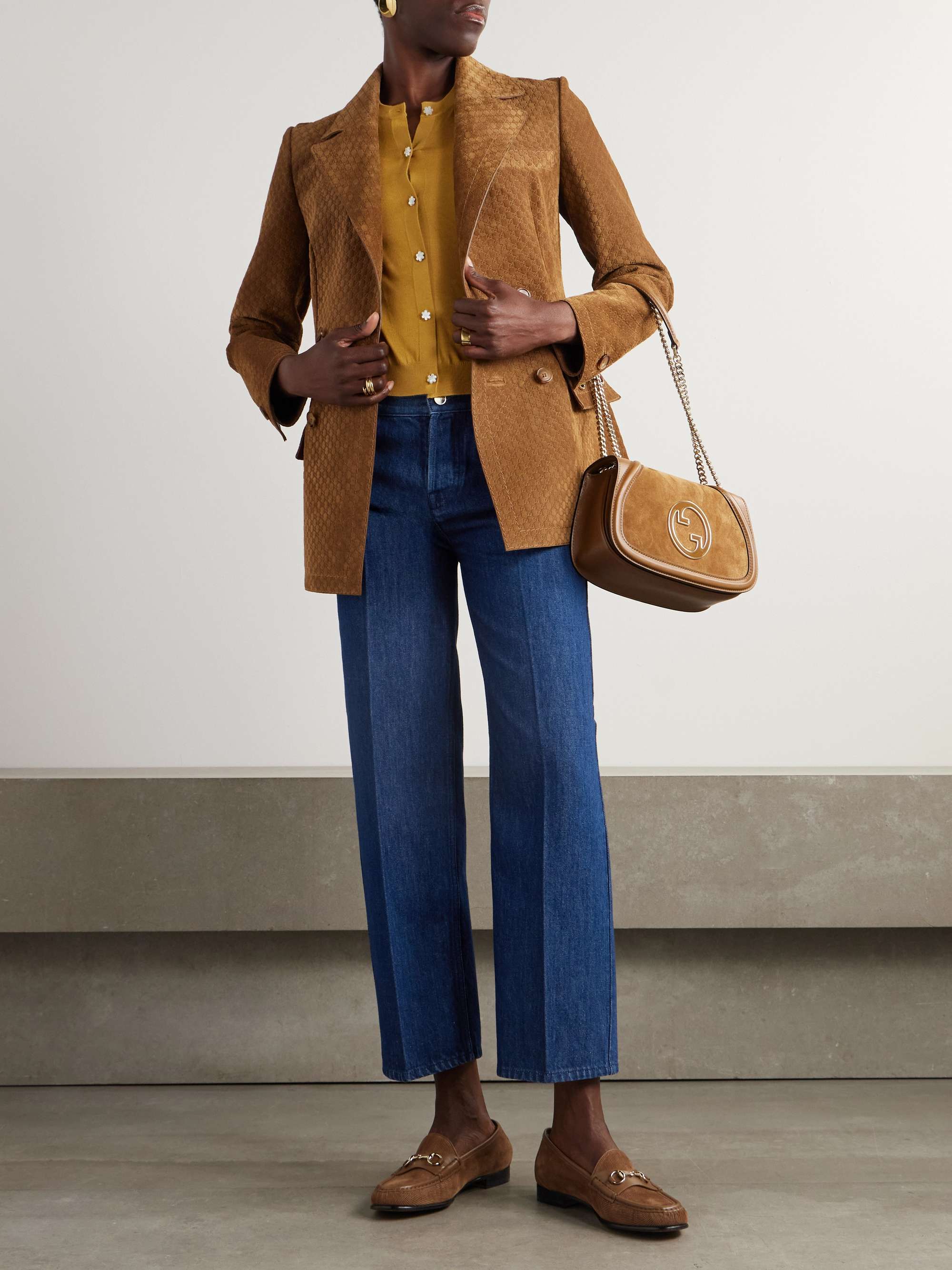 Cropped mid-rise straight-leg jeans view