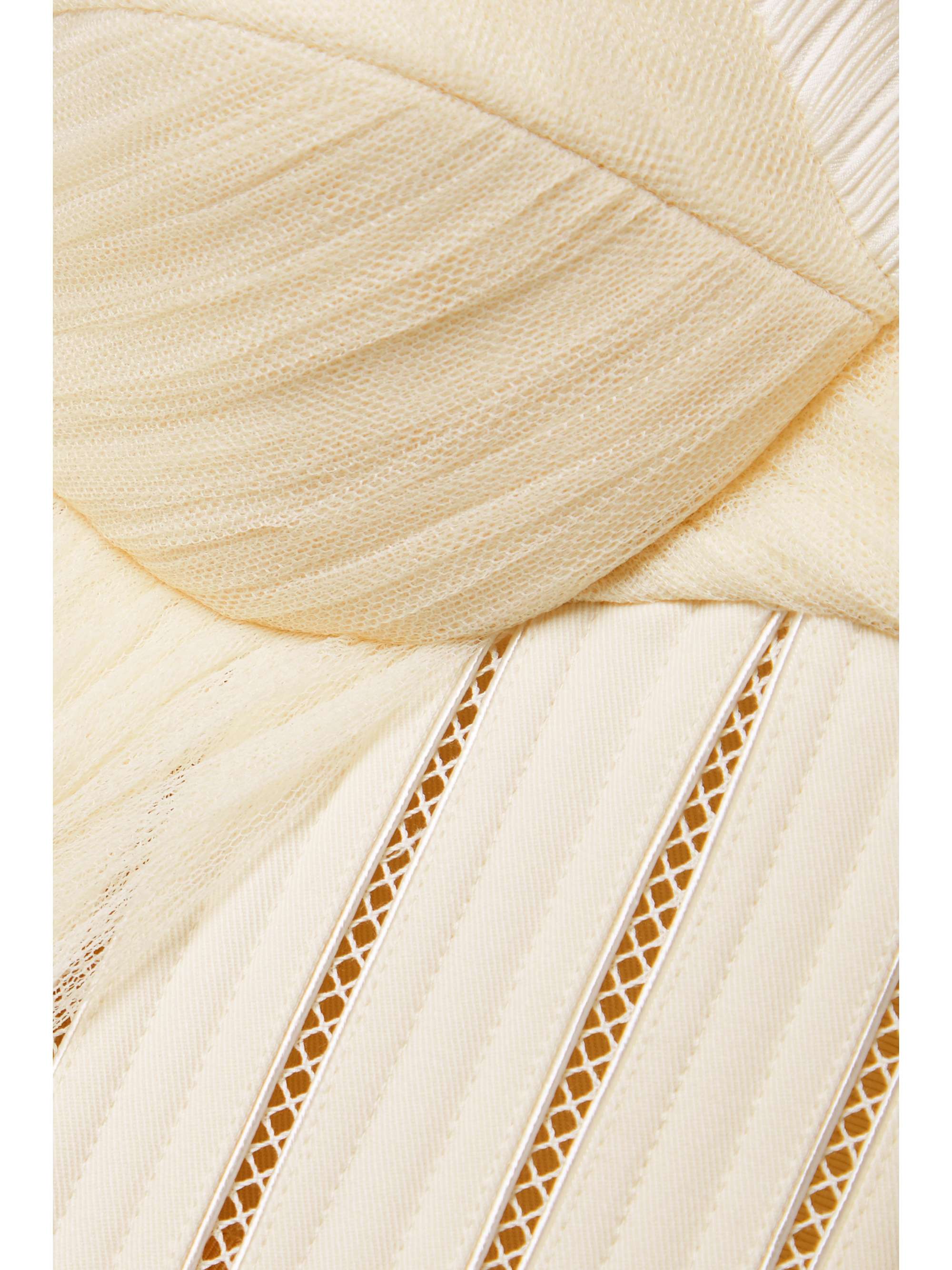 Anika strapless cotton-blend twill, tulle and plissé-satin bustier top view