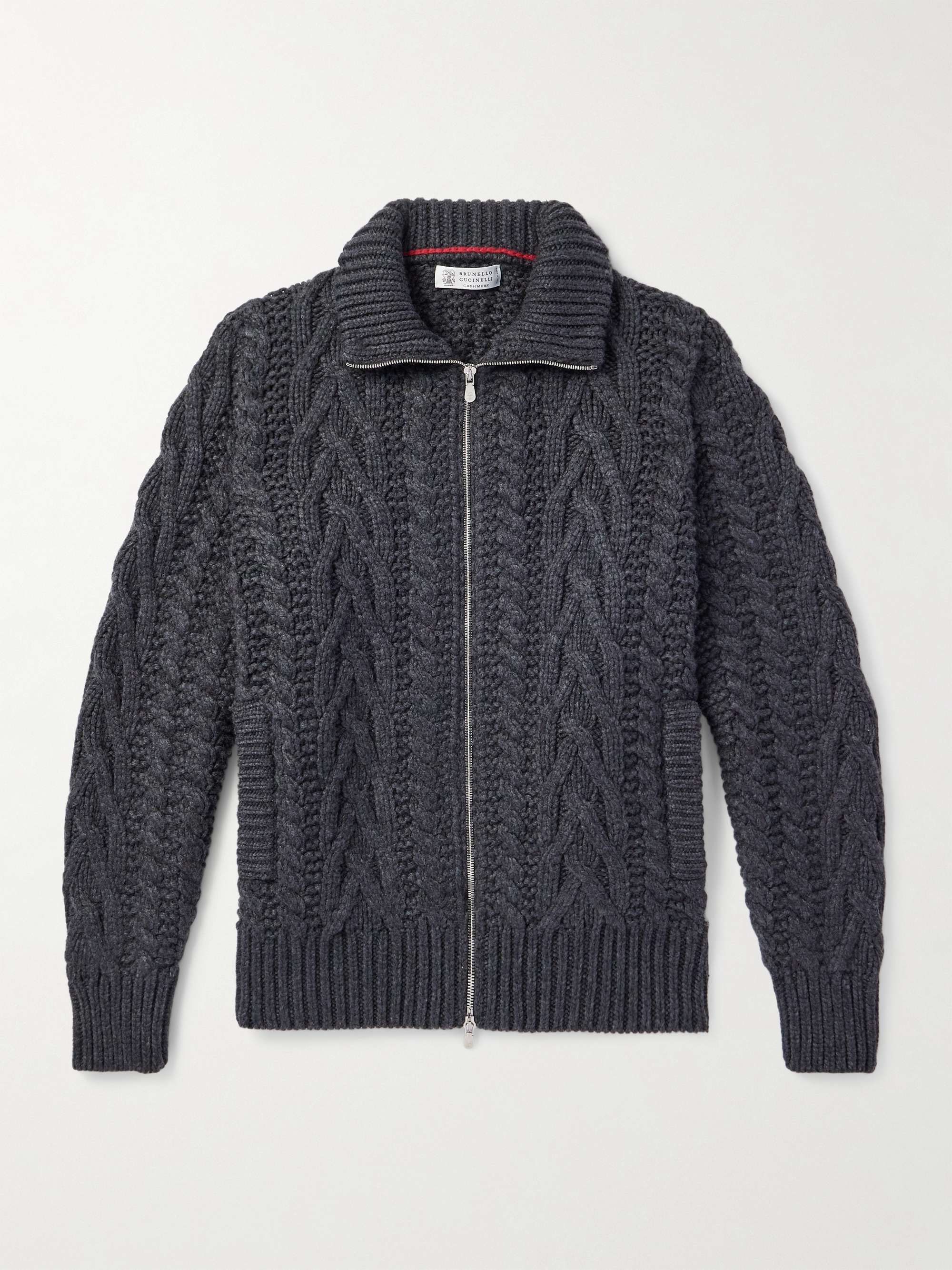 Cable-Knit Cashmere Zip-Up Sweater view