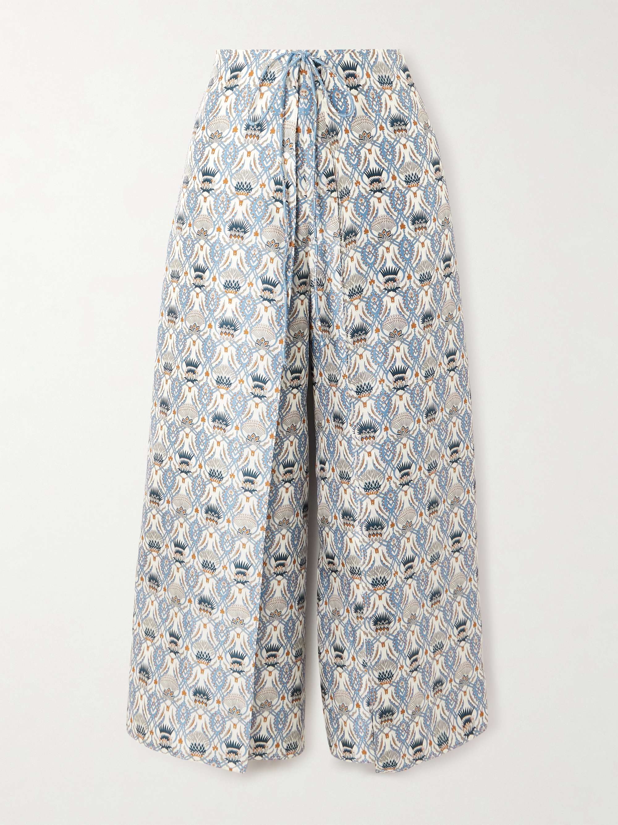 Maynard cropped layered printed silk-satin wide-leg pants view