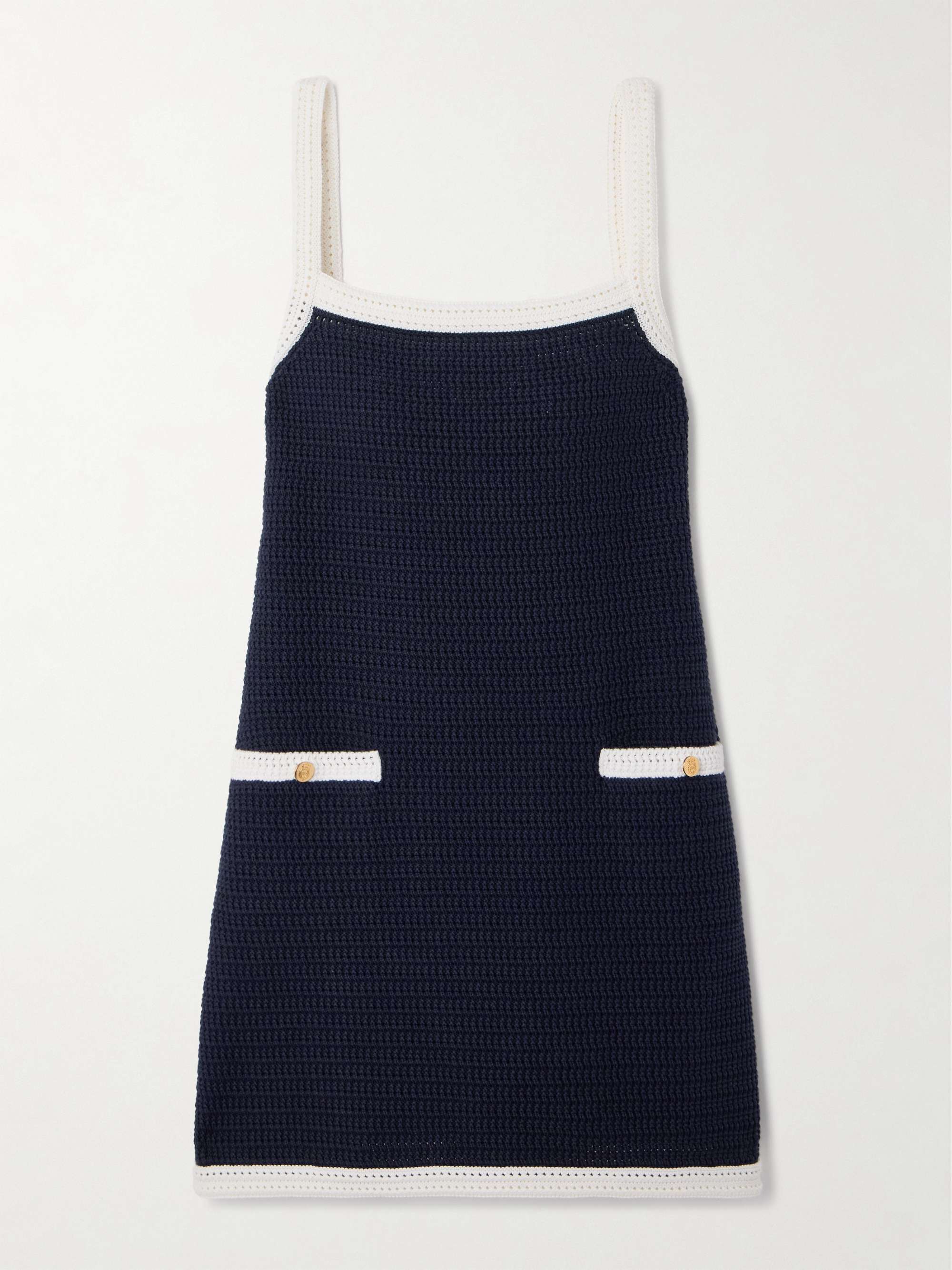 Two-tone crocheted cotton-blend mini dress view