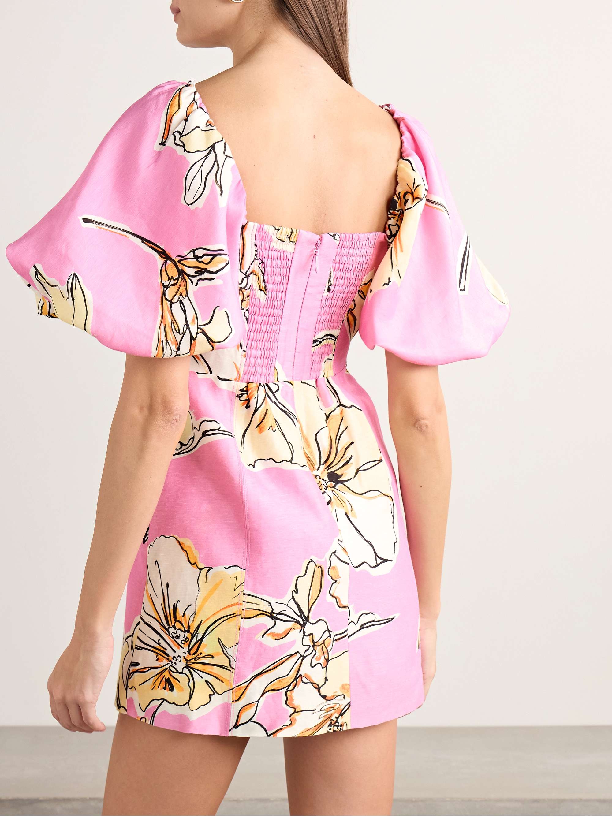 Flourish embellished floral-print linen-blend mini dress view