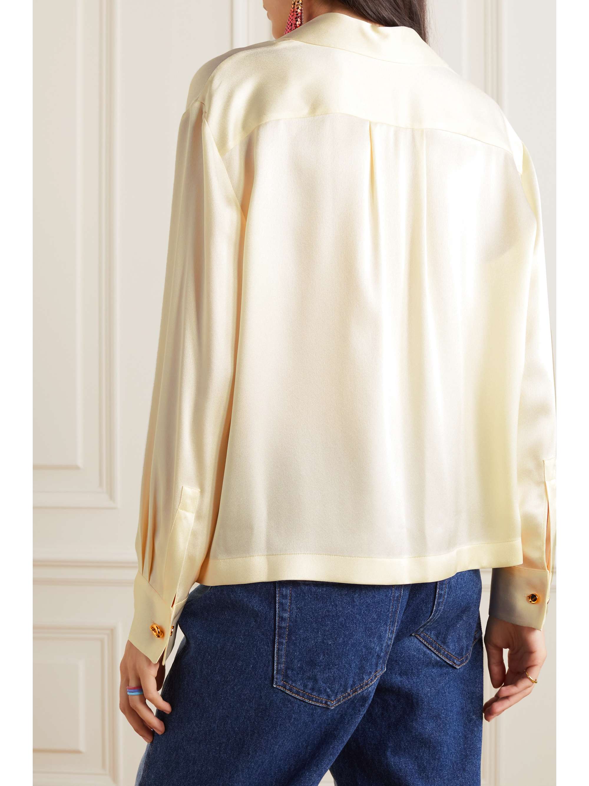 Embroidered silk-charmeuse shirt view