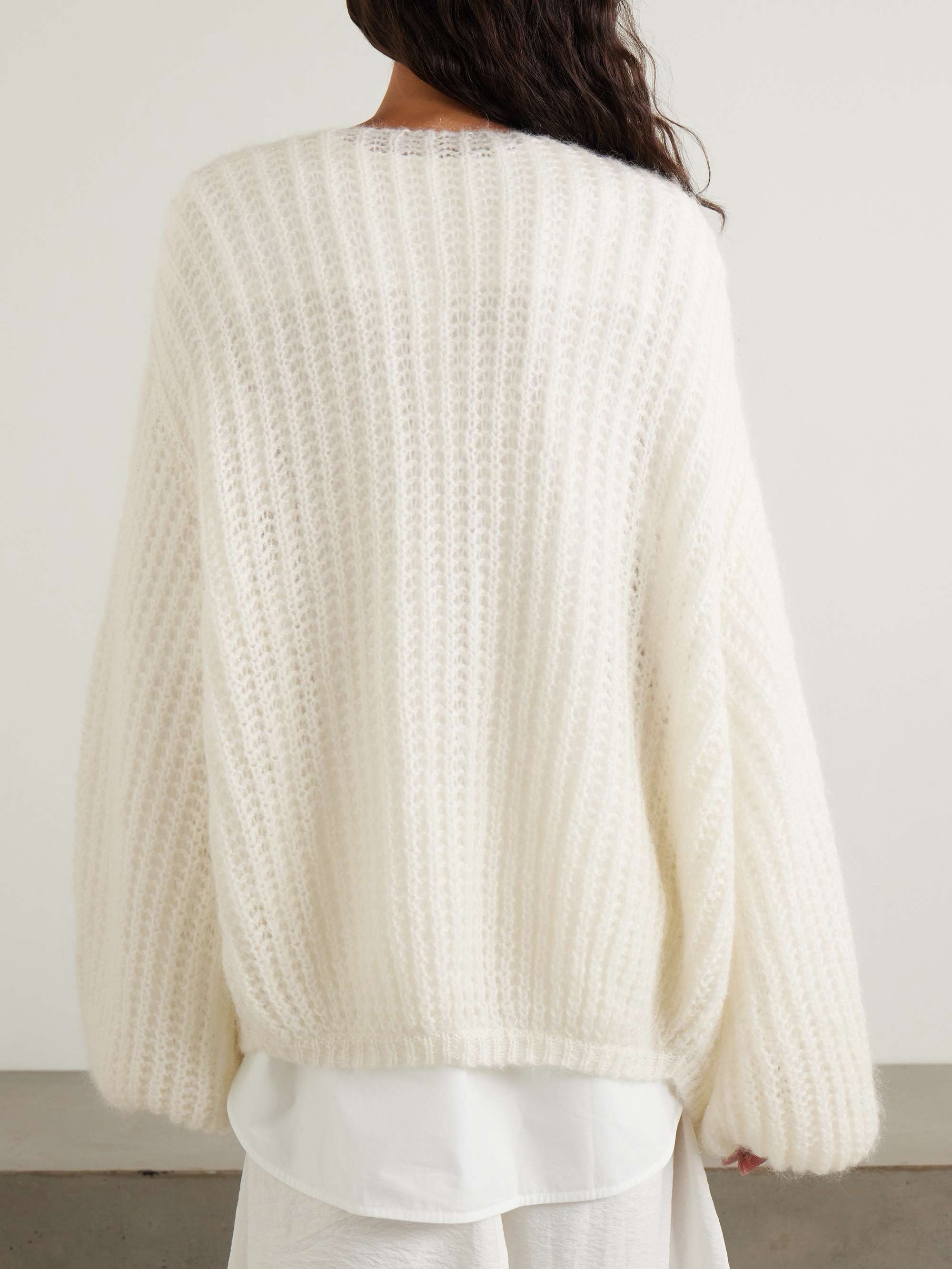 Open-knit mohair-blend cardigan view