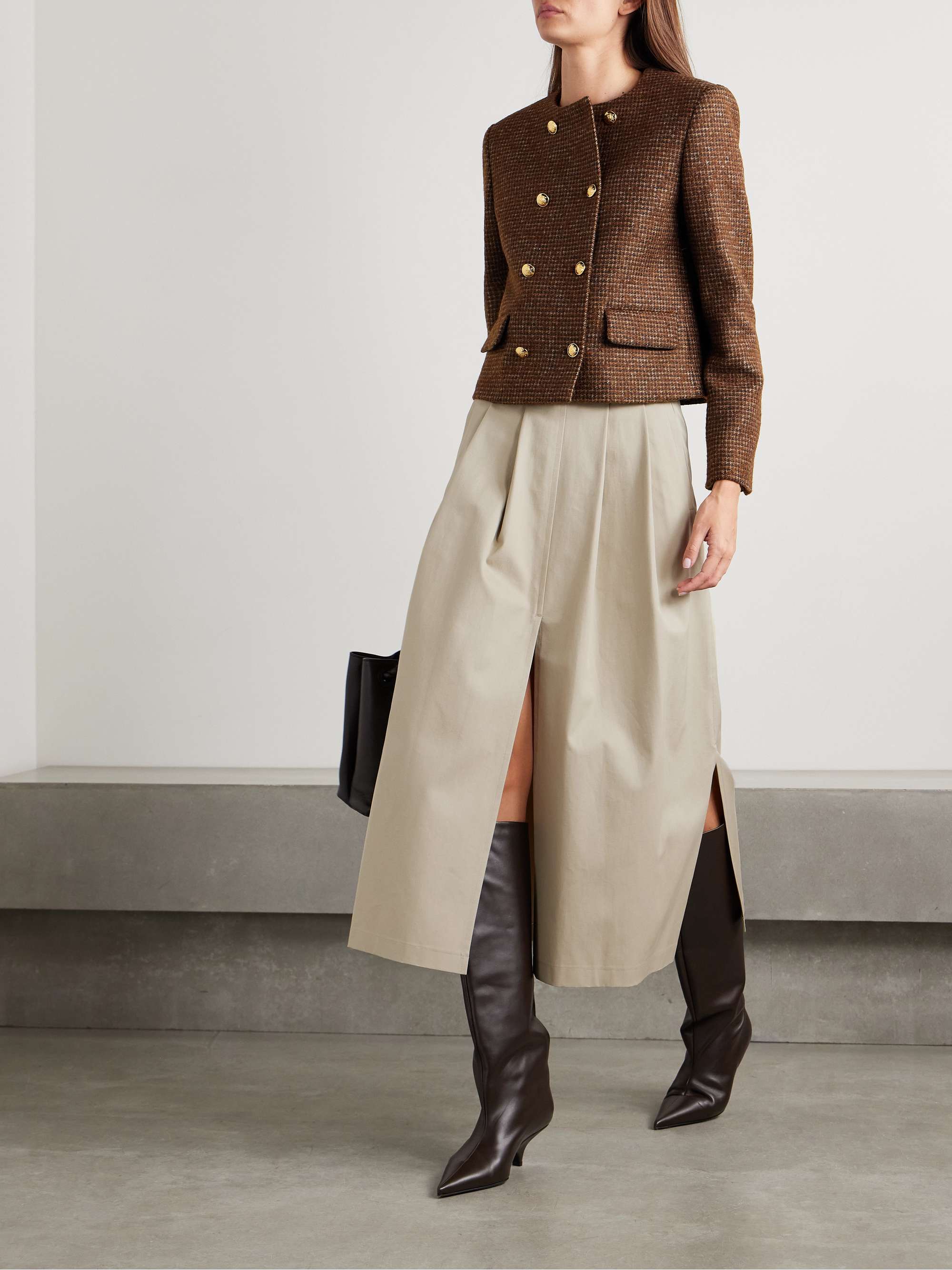 Mack pleated cotton-twill maxi skirt view