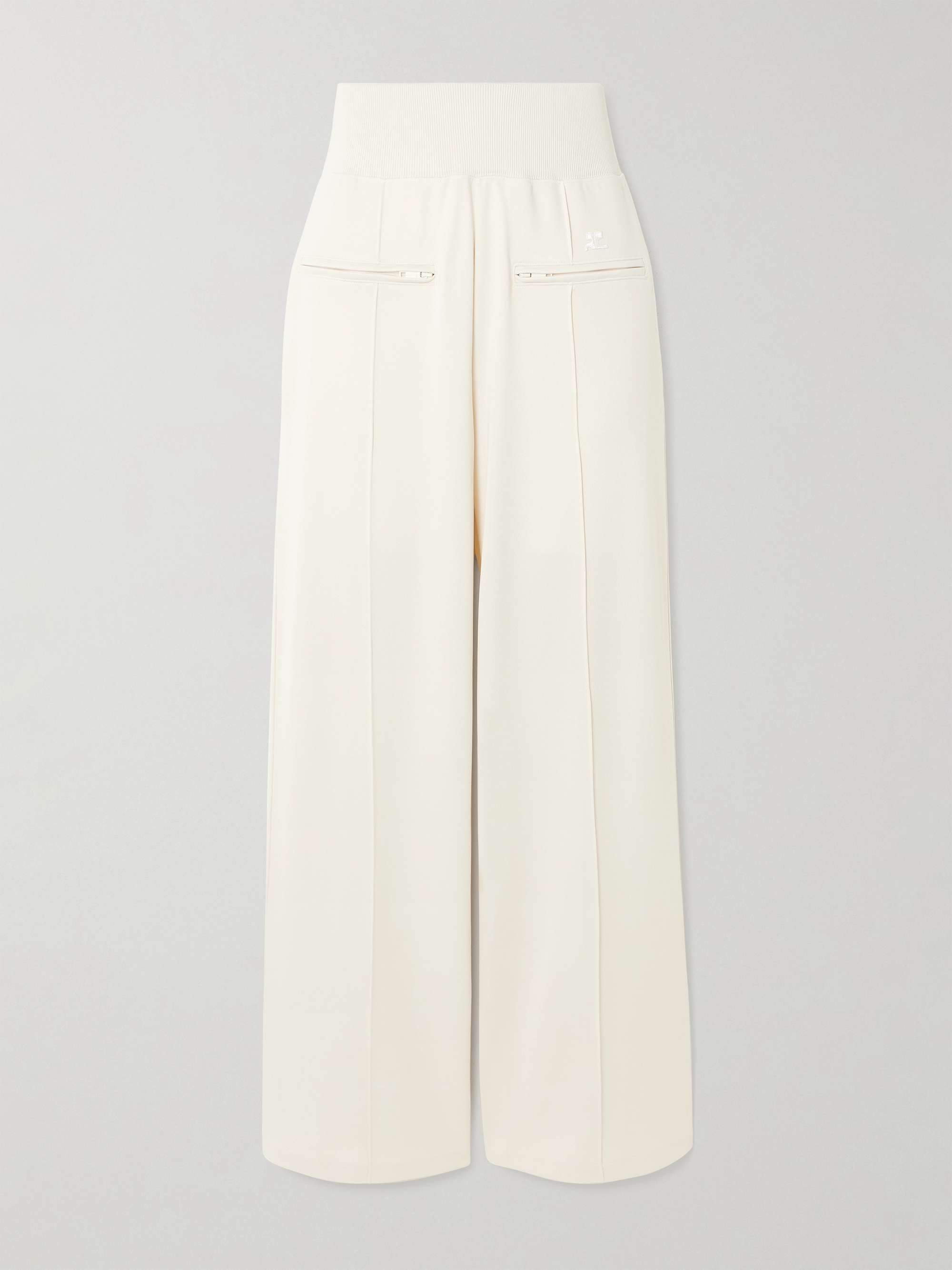 Interlock appliquéd jersey wide-leg track pants view