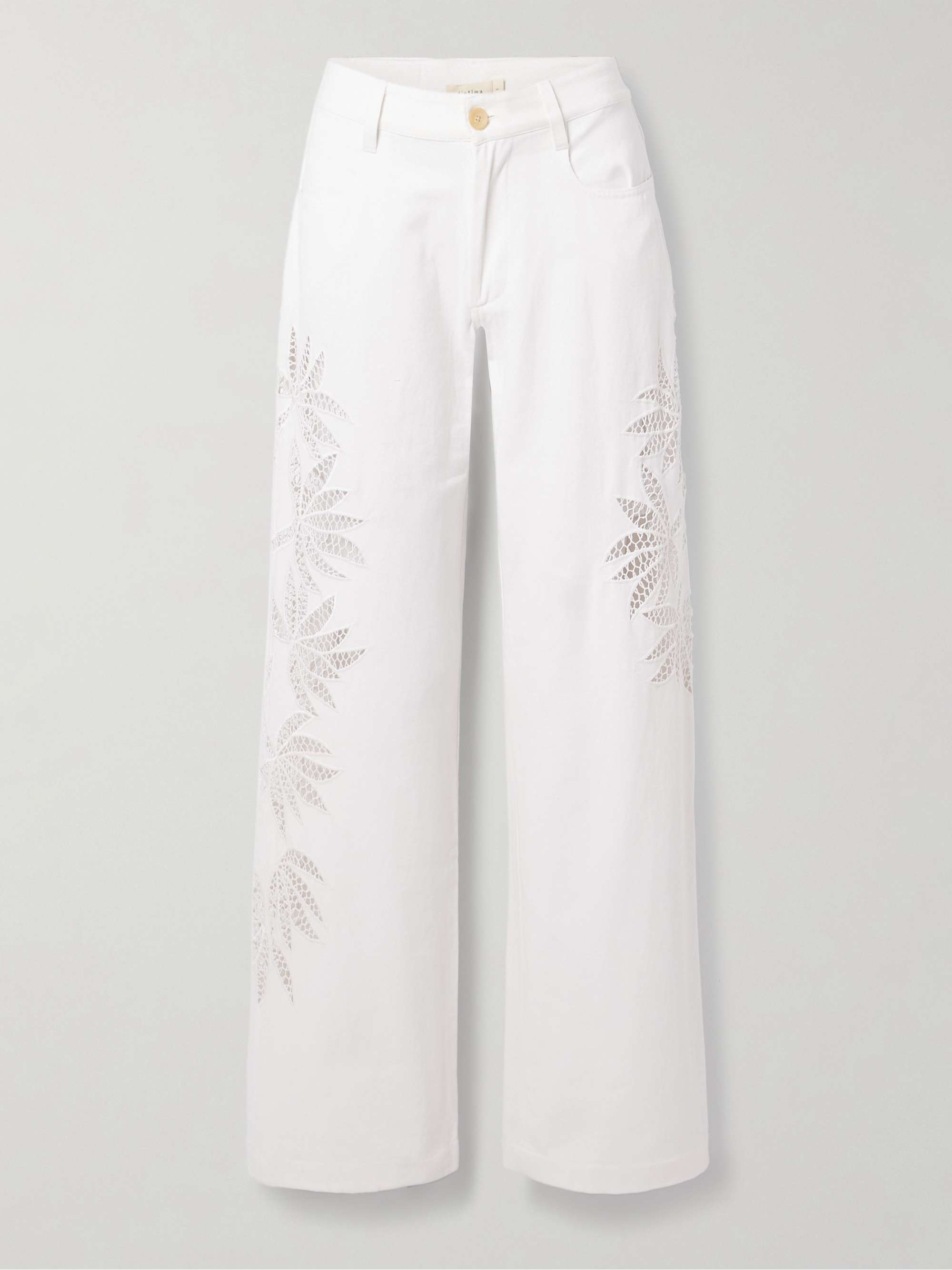 Stulla crochet-trimmed mid-rise straight-leg jeans view