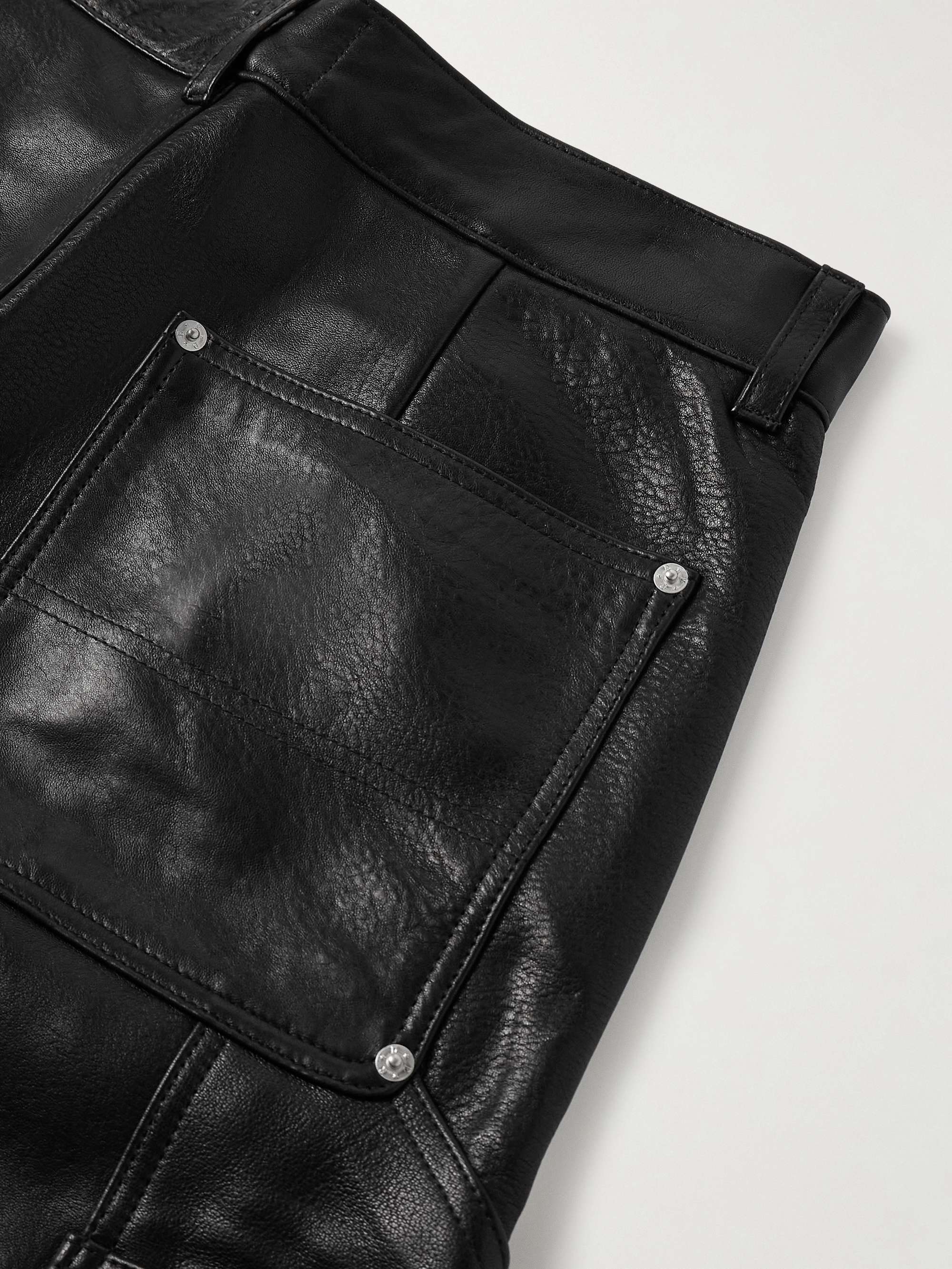 Panelled Straight-Leg Leather Trousers view
