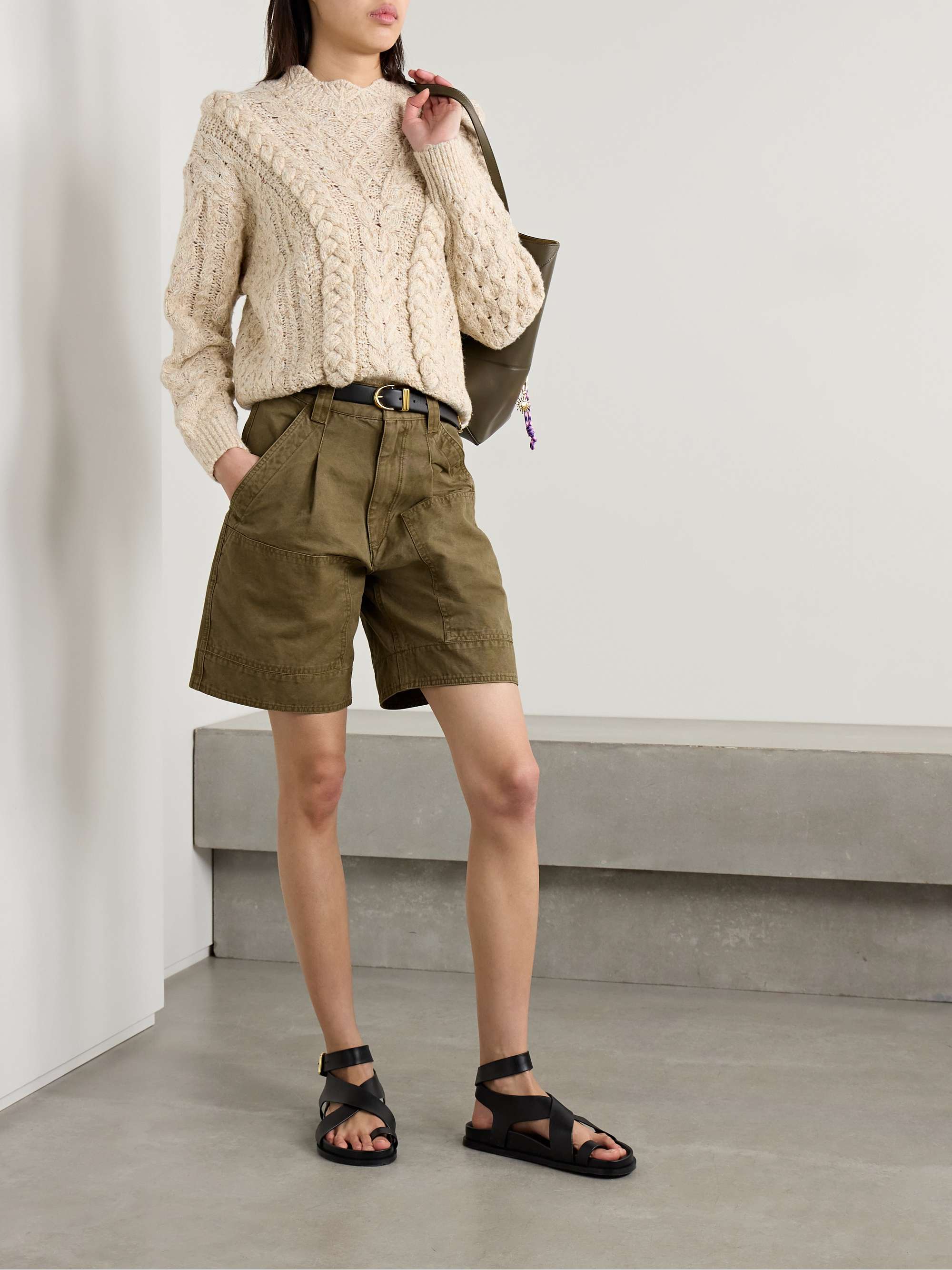 Katja pleated cotton-canvas shorts view