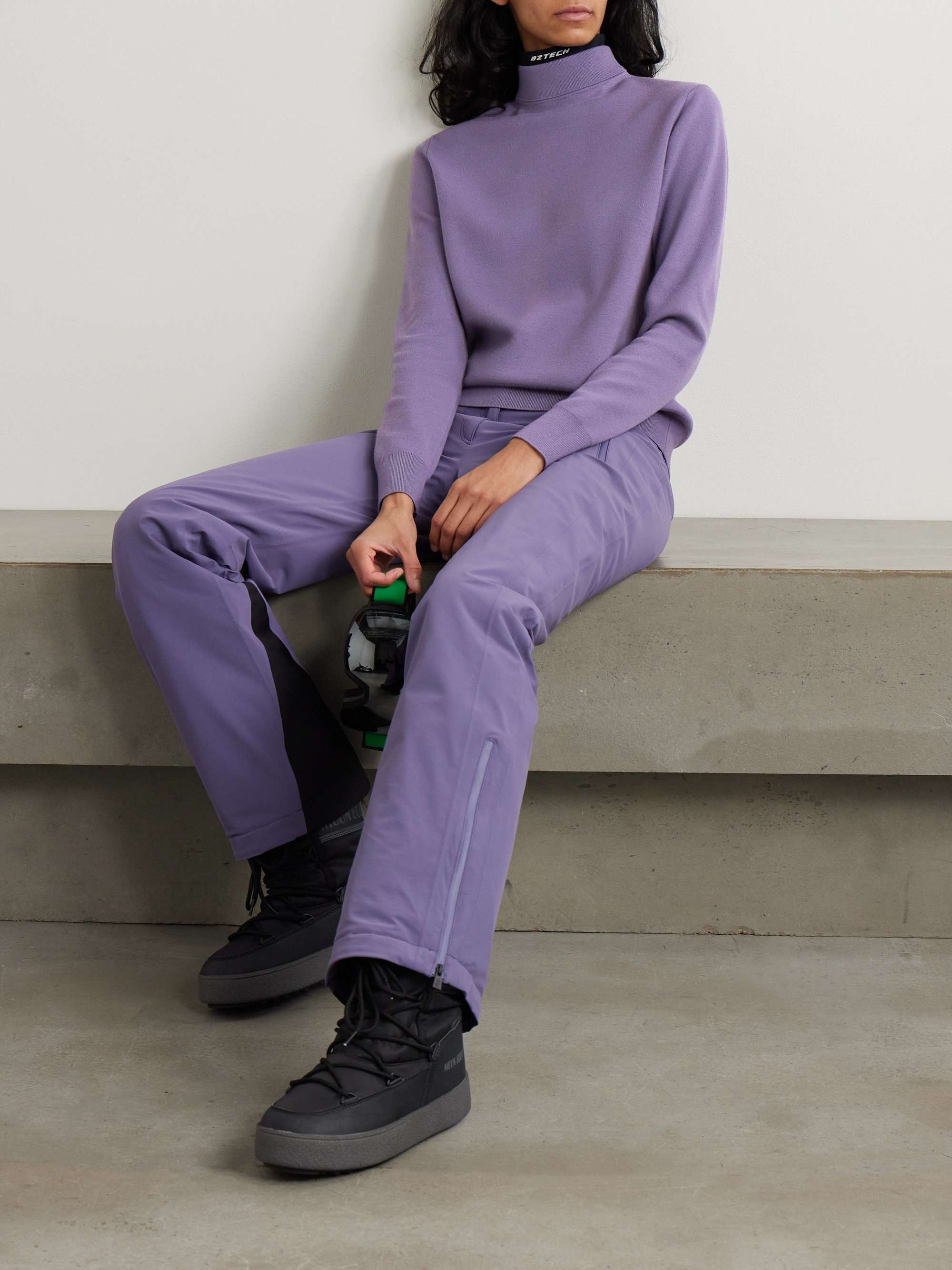 Etta layered jersey-trimmed wool turtleneck sweater view