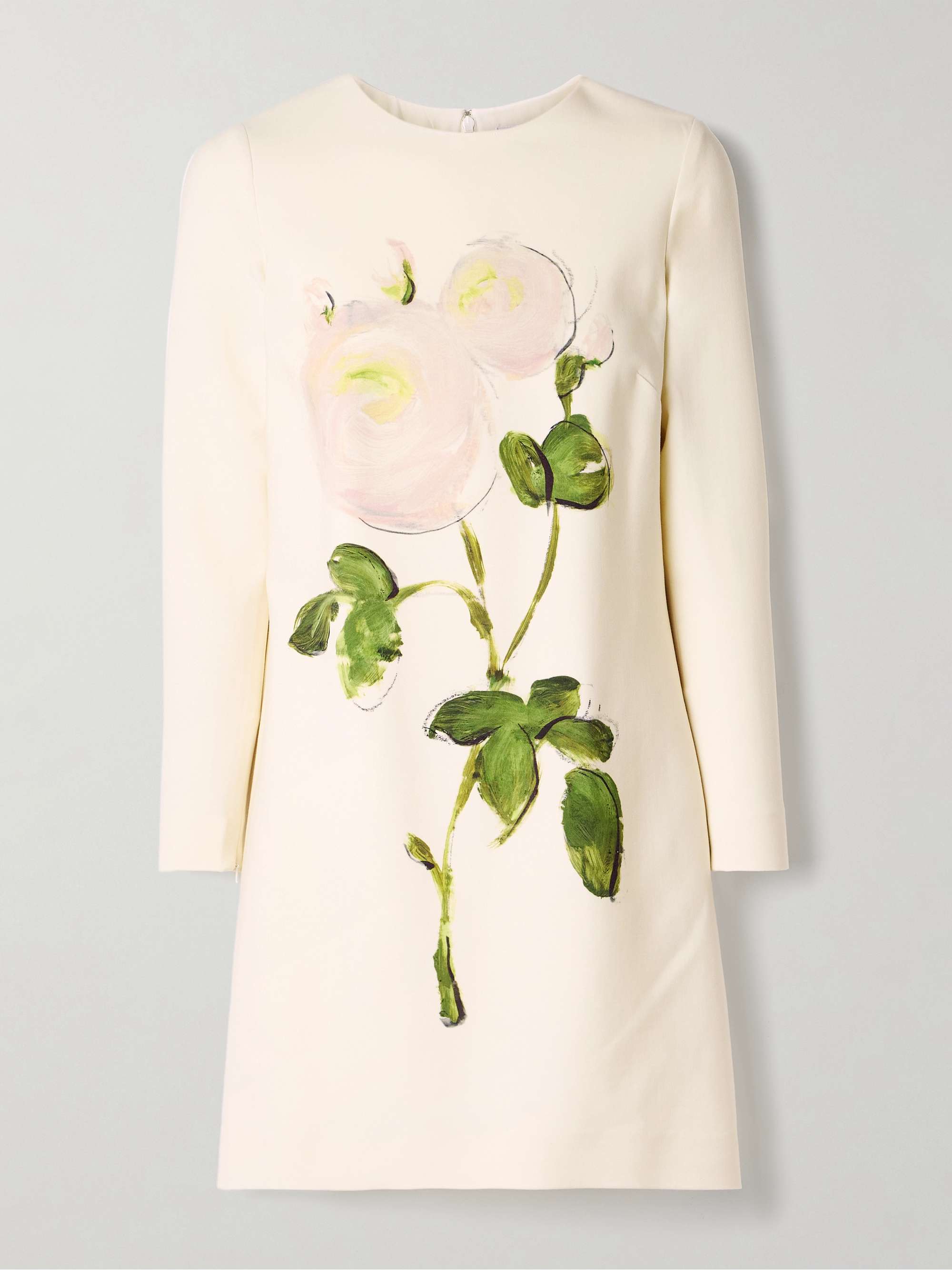 Floral-print wool-blend crepe mini dress view