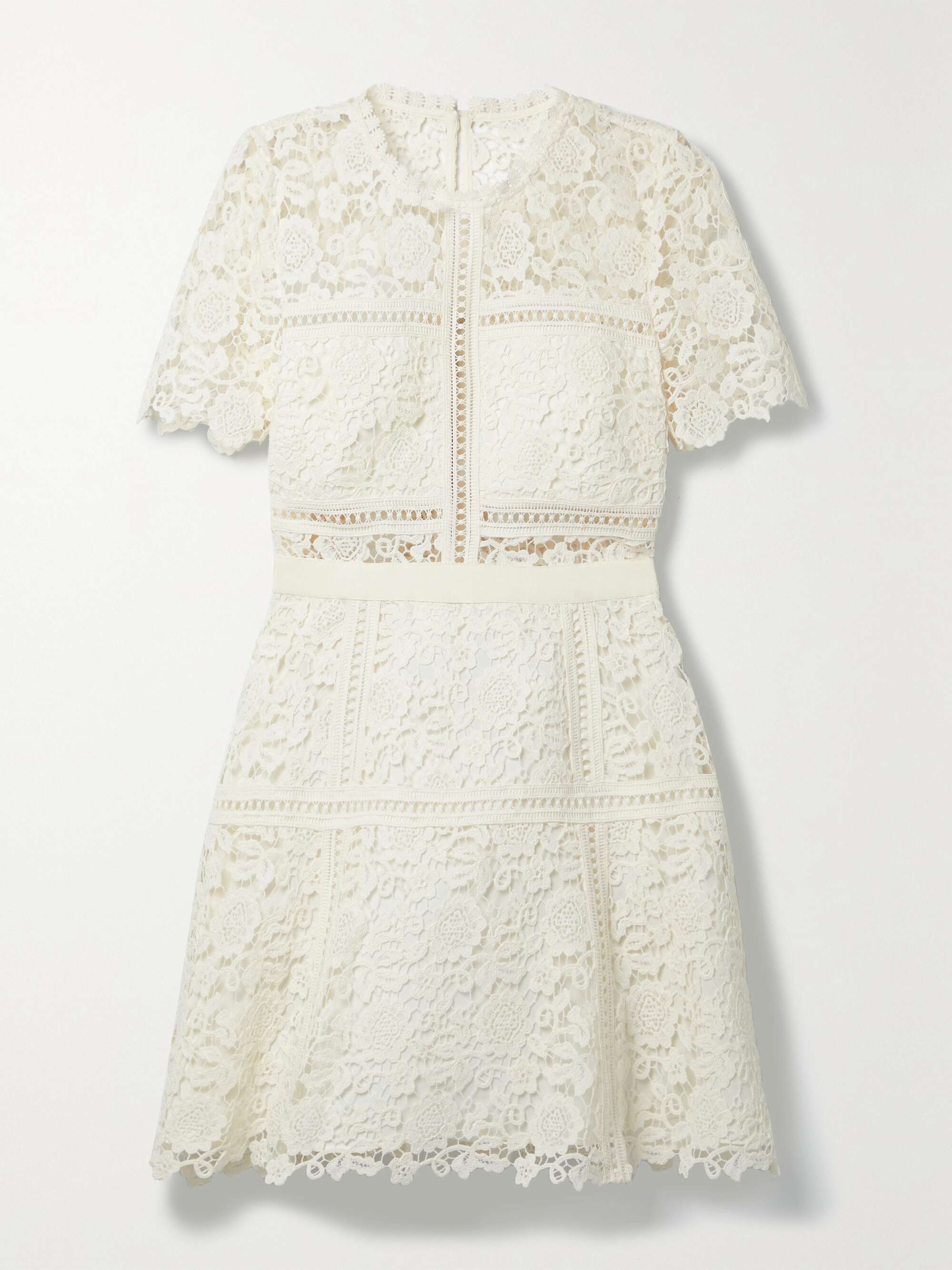 Grosgrain-trimmed corded lace mini dress view