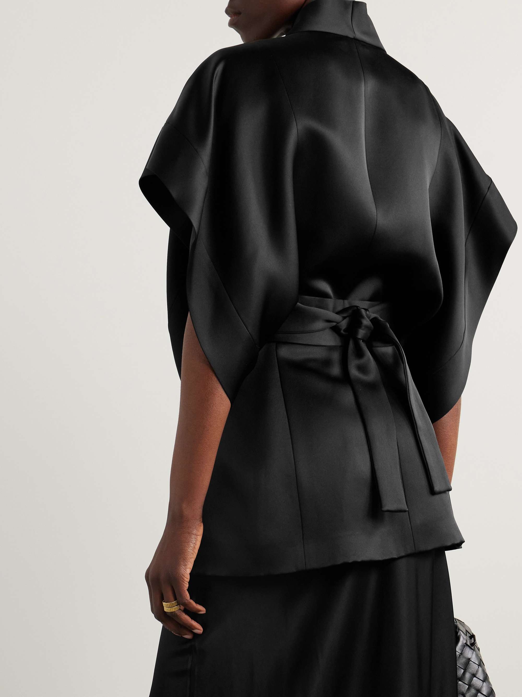 Martha silk-satin wrap blouse view