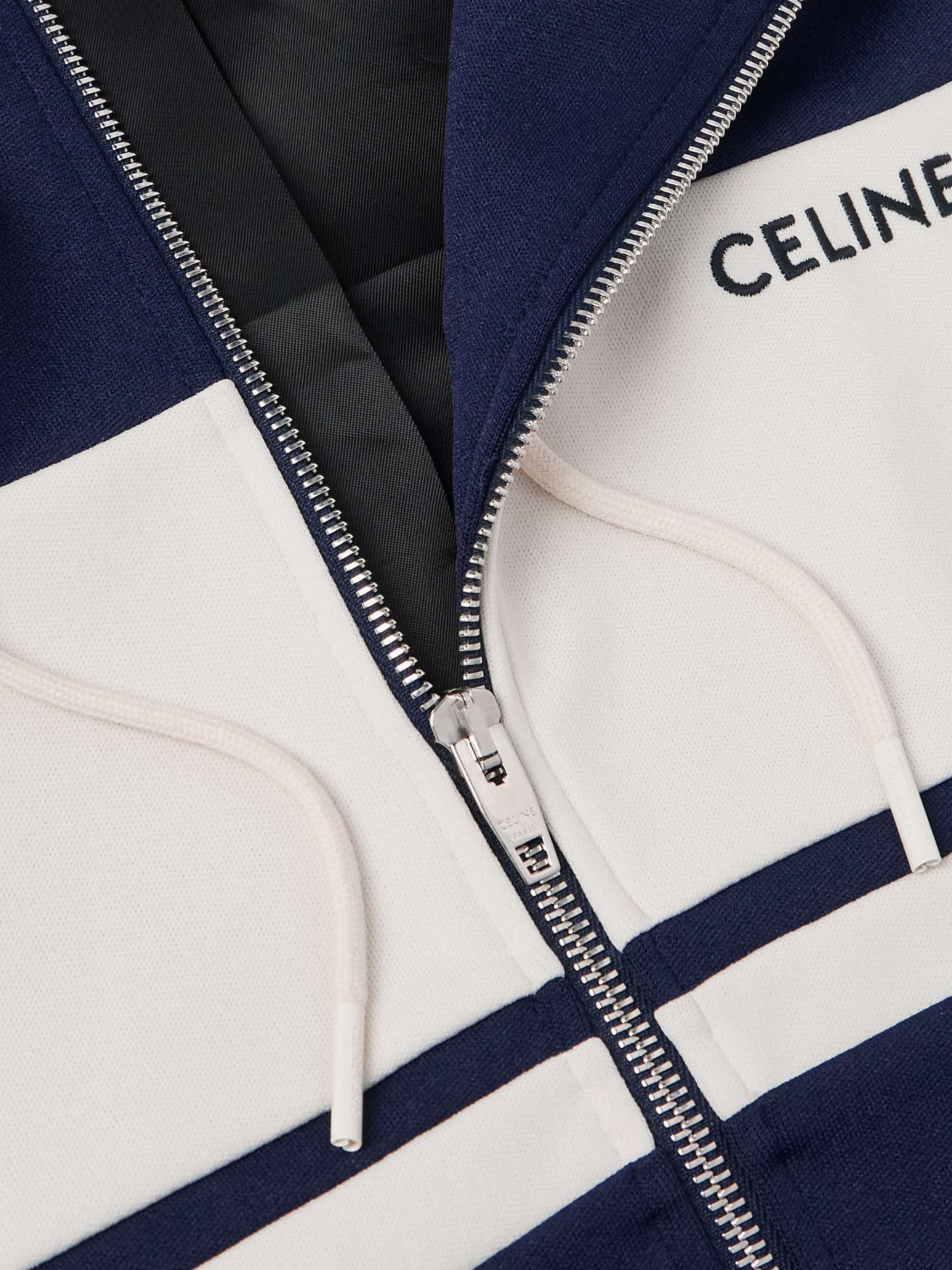 Logo-Embroidered Striped Jersey Hooded Track Jacket view