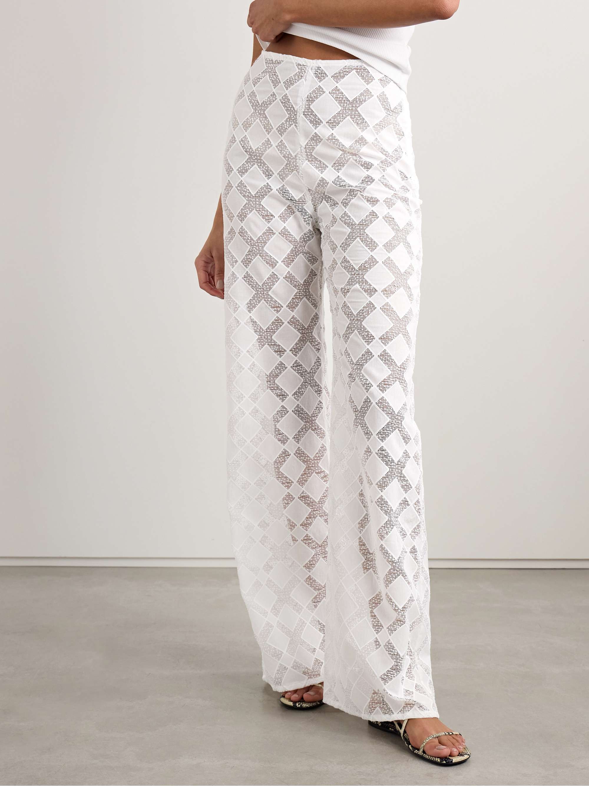 Kaia paneled gauze and voile straight-leg pants view