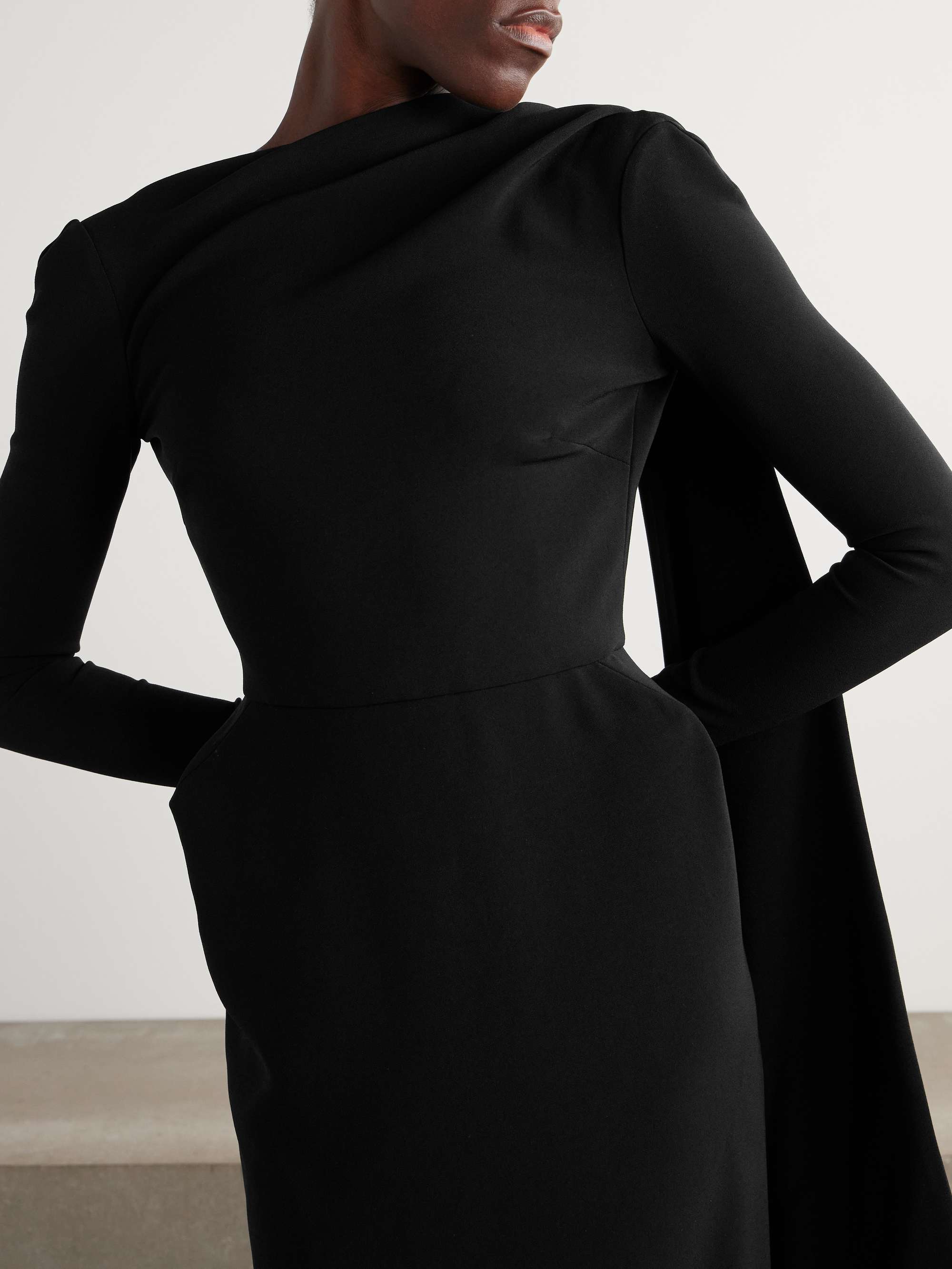 Cape-effect open-back crepe gown view
