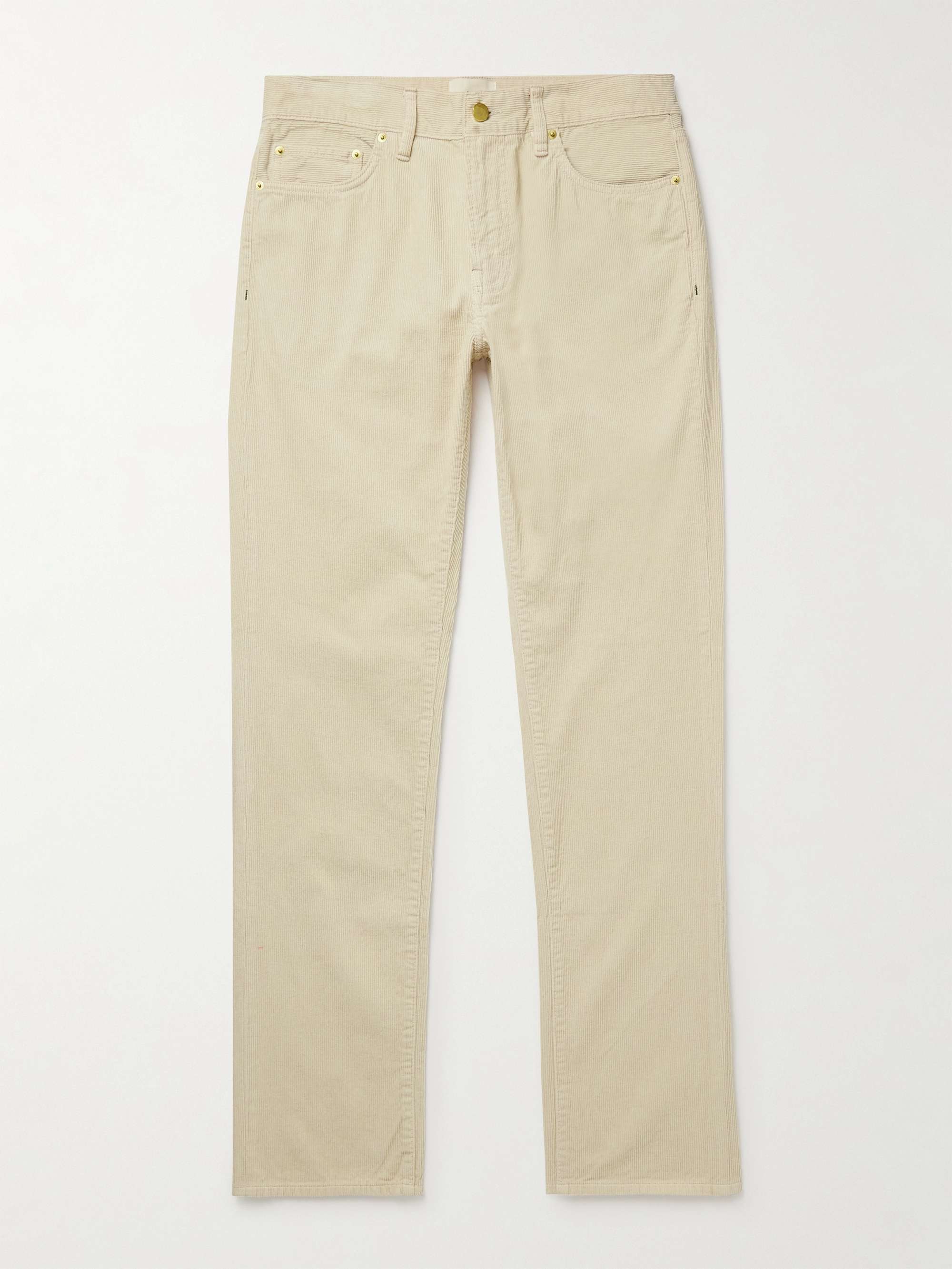 Slim-Fit Straight-Leg Garment-Dyed Cotton-Corduroy Trousers view