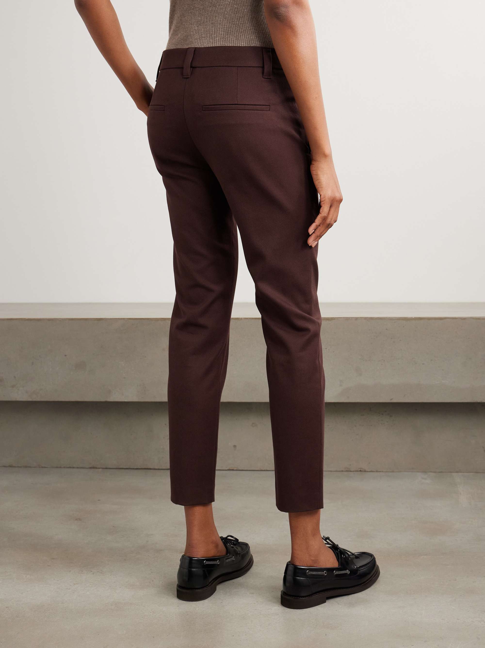 Cotton-blend twill straight-leg pants view