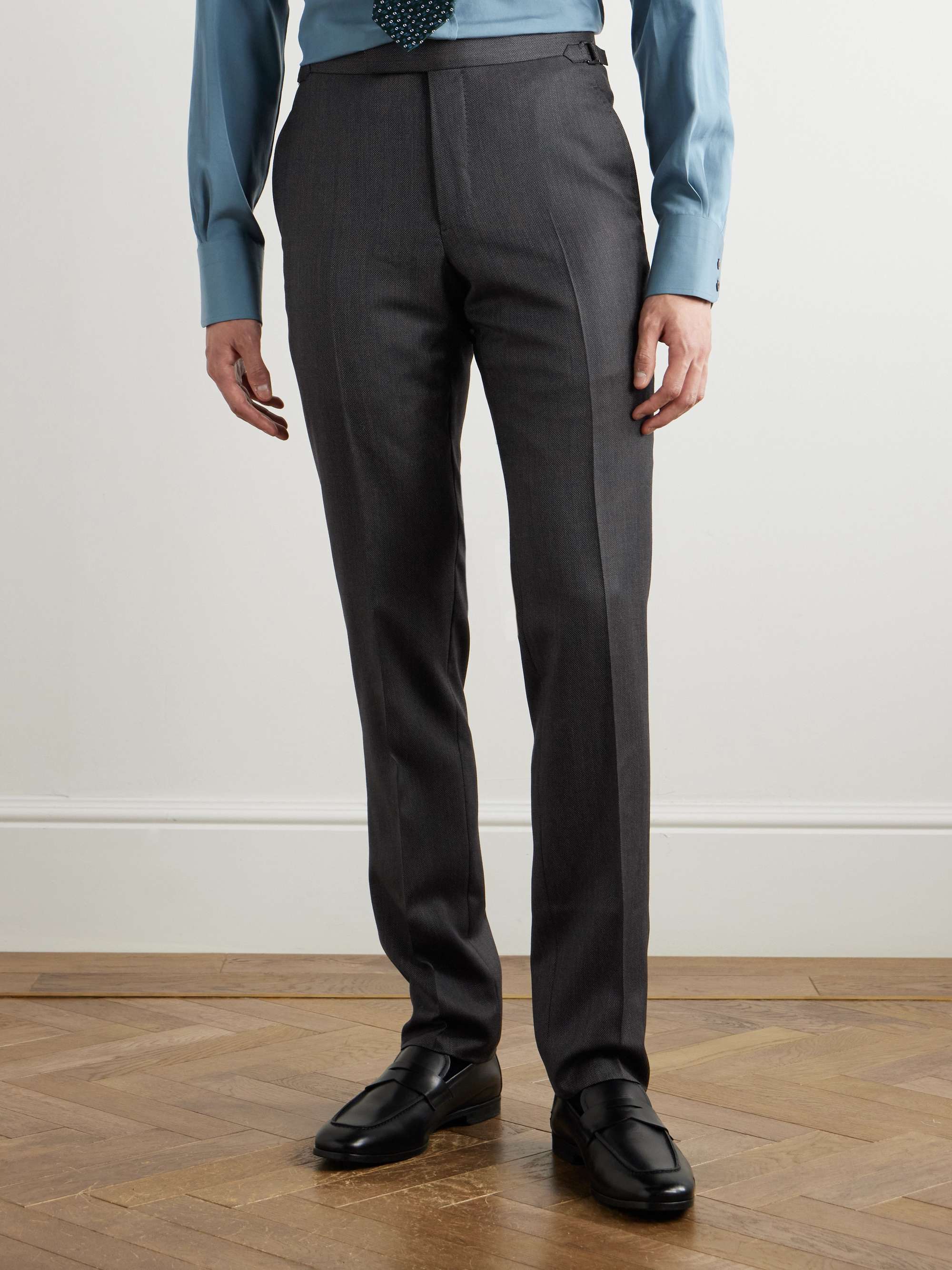 O'Connor Tapered Birdseye Textured-Wool Suit Trousers view