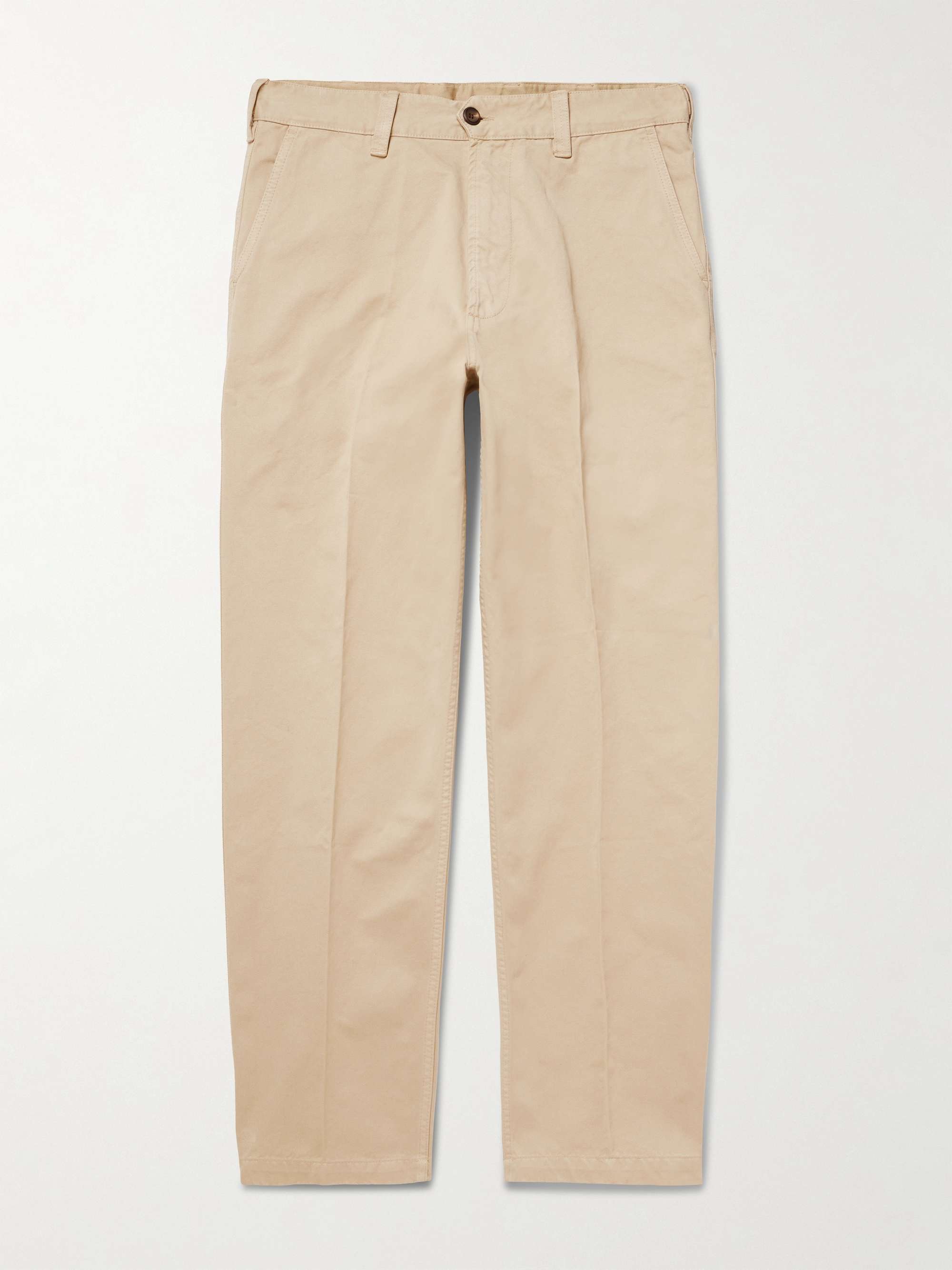 Straight-Leg Peached Cotton-Twill Trousers view
