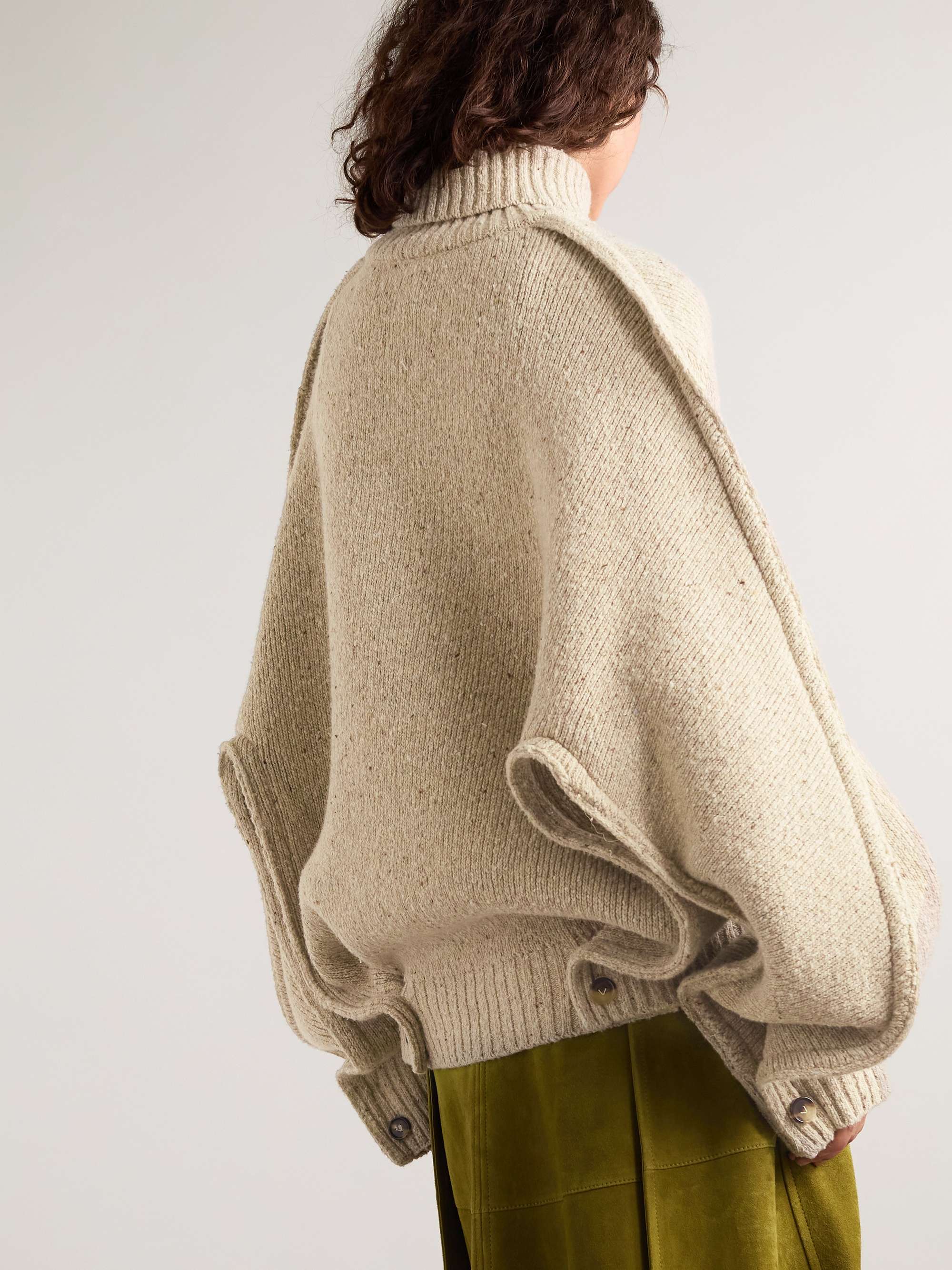 Button-detailed wool turtleneck sweater view