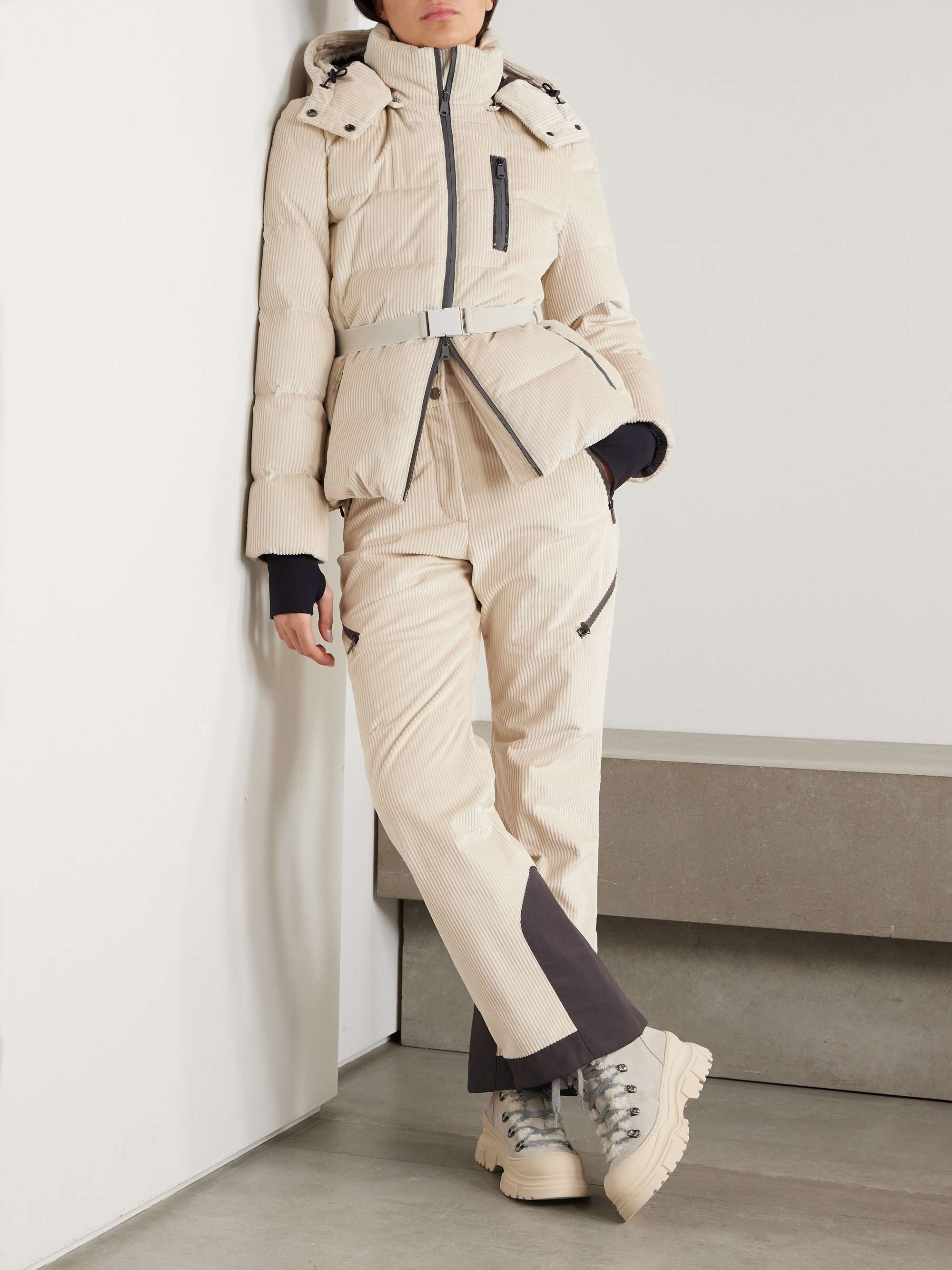 Padded cotton-corduroy flared ski pants view