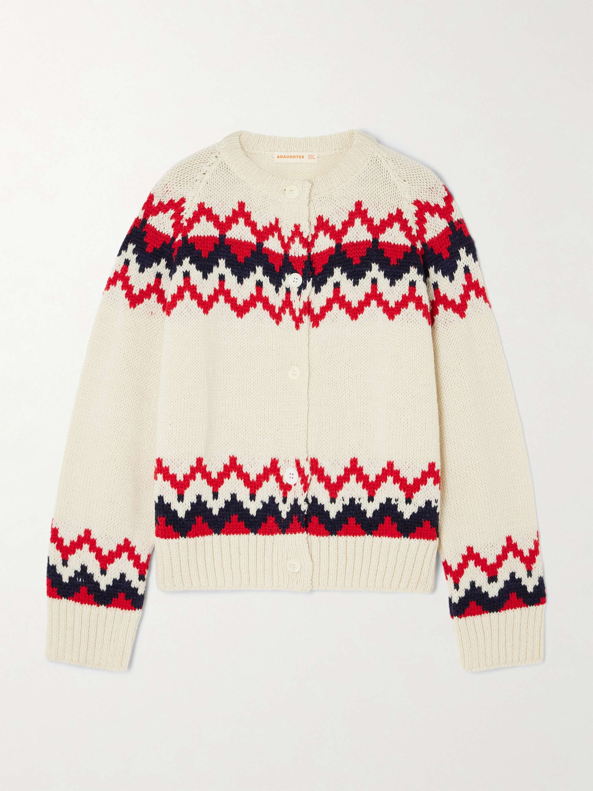 Jacquard-knit wool cardigan view