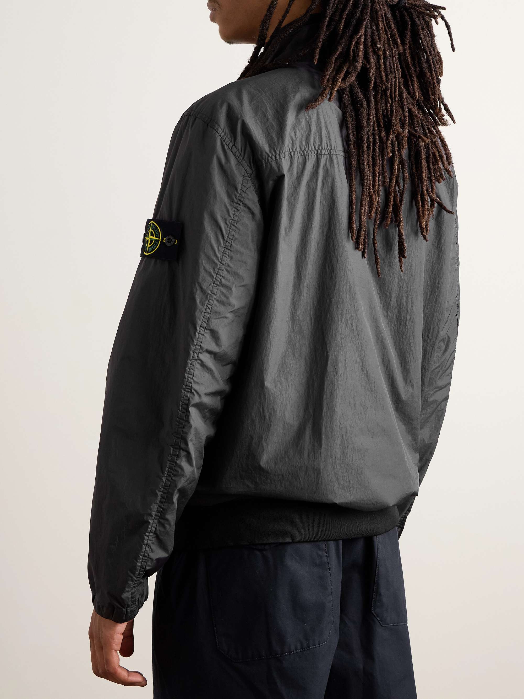 Logo-Appliquéd Garment-Dyed Crinkle Reps Nylon Bomber Jacket view