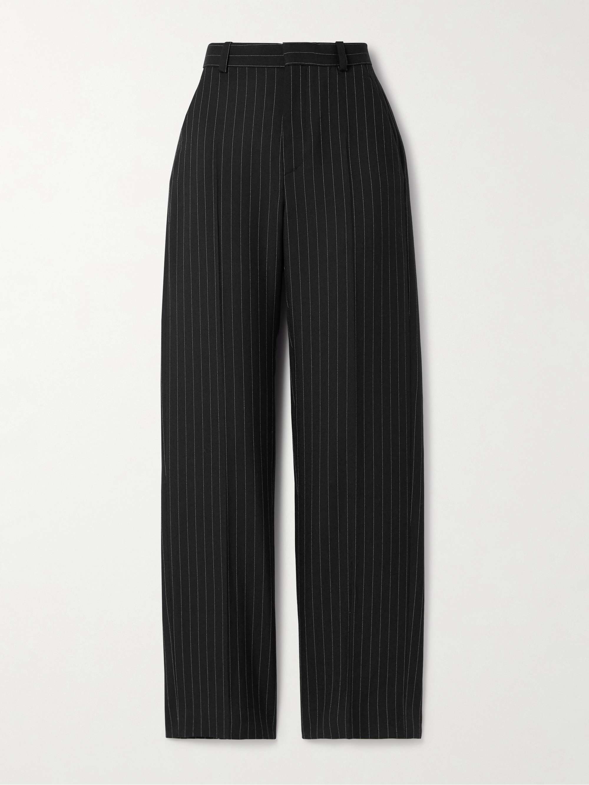 Pinstriped wool-twill straight-leg pants view
